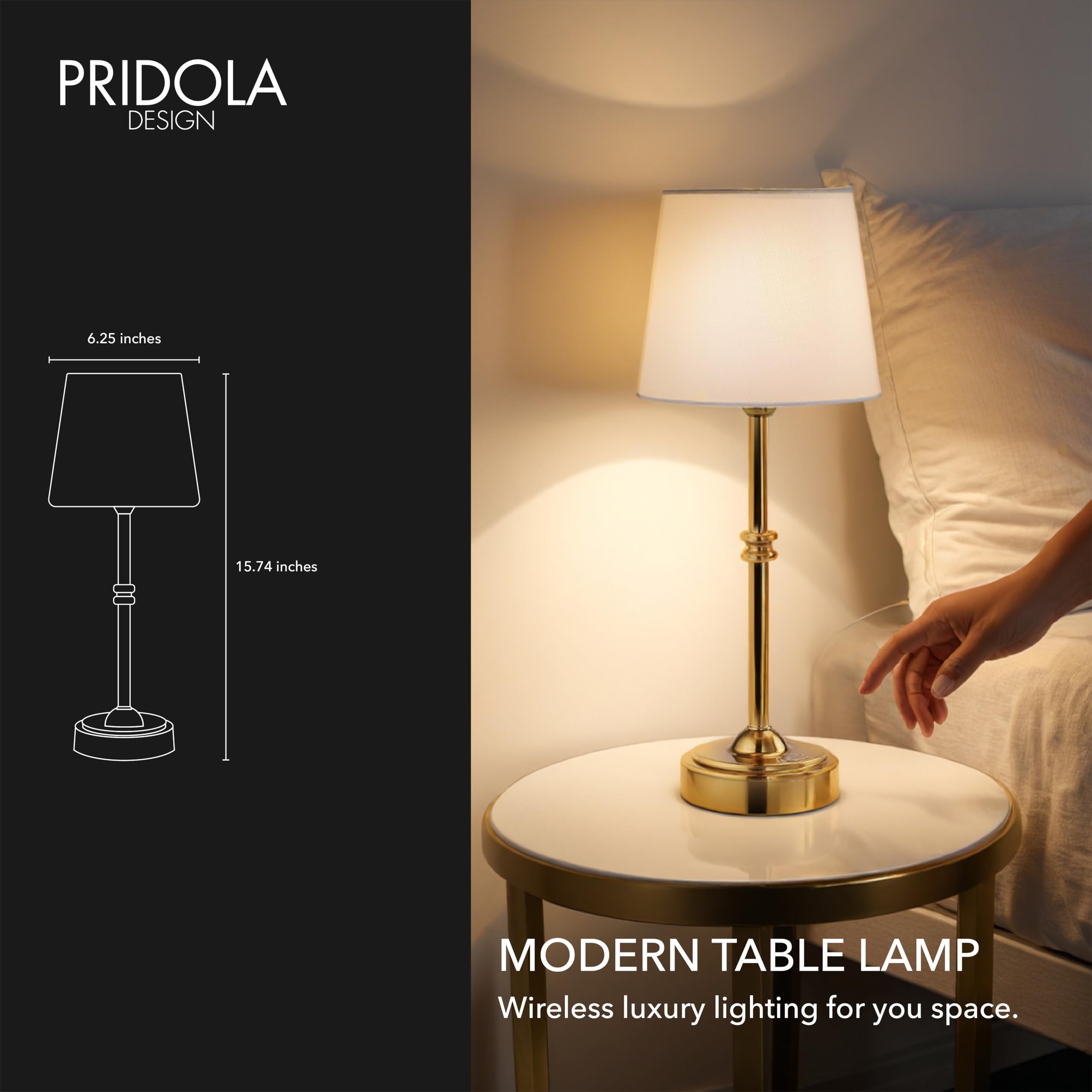 Pridola Wireless Table Lamp - Rechargeable Led Desk Lamp With Dimmer, 3 Brightness Levels, Swedish Design For Home, Led Light Bulb Included, For Office, Kitchen Or Bedroom (Silver)