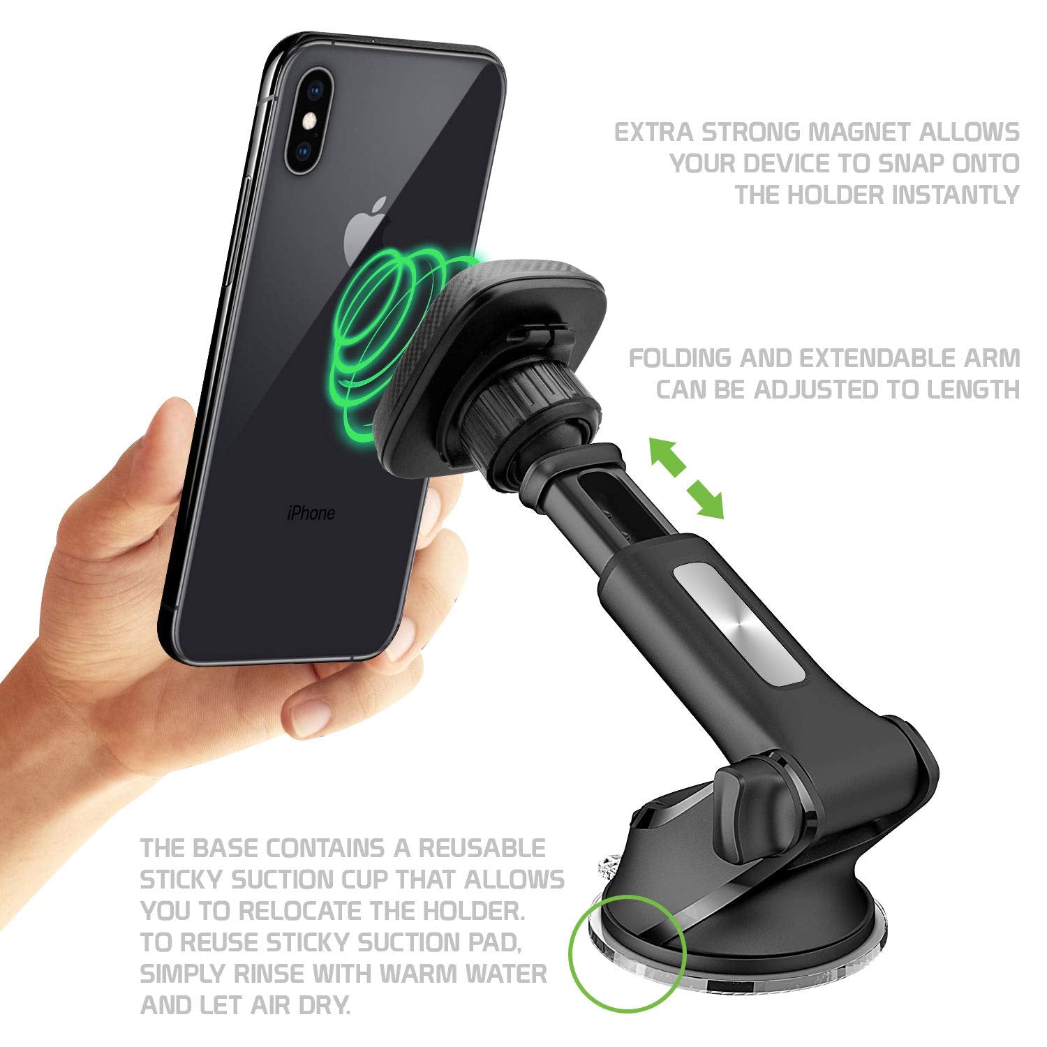 Ruix Cellet Car Phone Mount, Dashboard & Windshield Magnetic Mount Phone Holder Adjustable Long-Arm Universal Compatible With Samsung Note 20 10 9 8 5 Galaxy S21 S20 S10 S9 A71 A52 A51 A50 A42