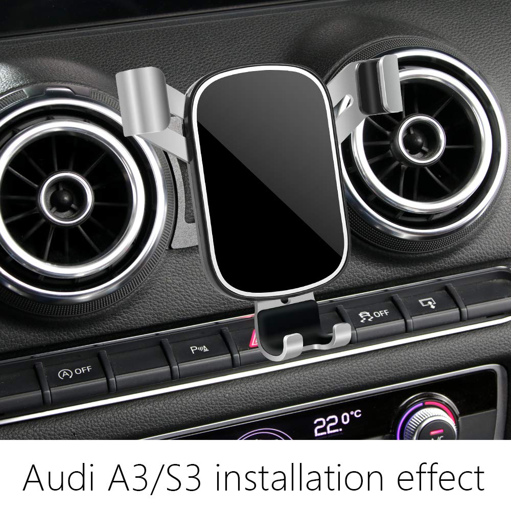Musttrue Lunqin Car Phone Holder For Audi A3 S3 Rs3 8V 2014 2015 2016 2017 2018 2019 2020 Auto Interior Accessories Best Phones Mount Cell Cellphone Mobile Cradle Charging Navigation Bracket Air Vent Accessory