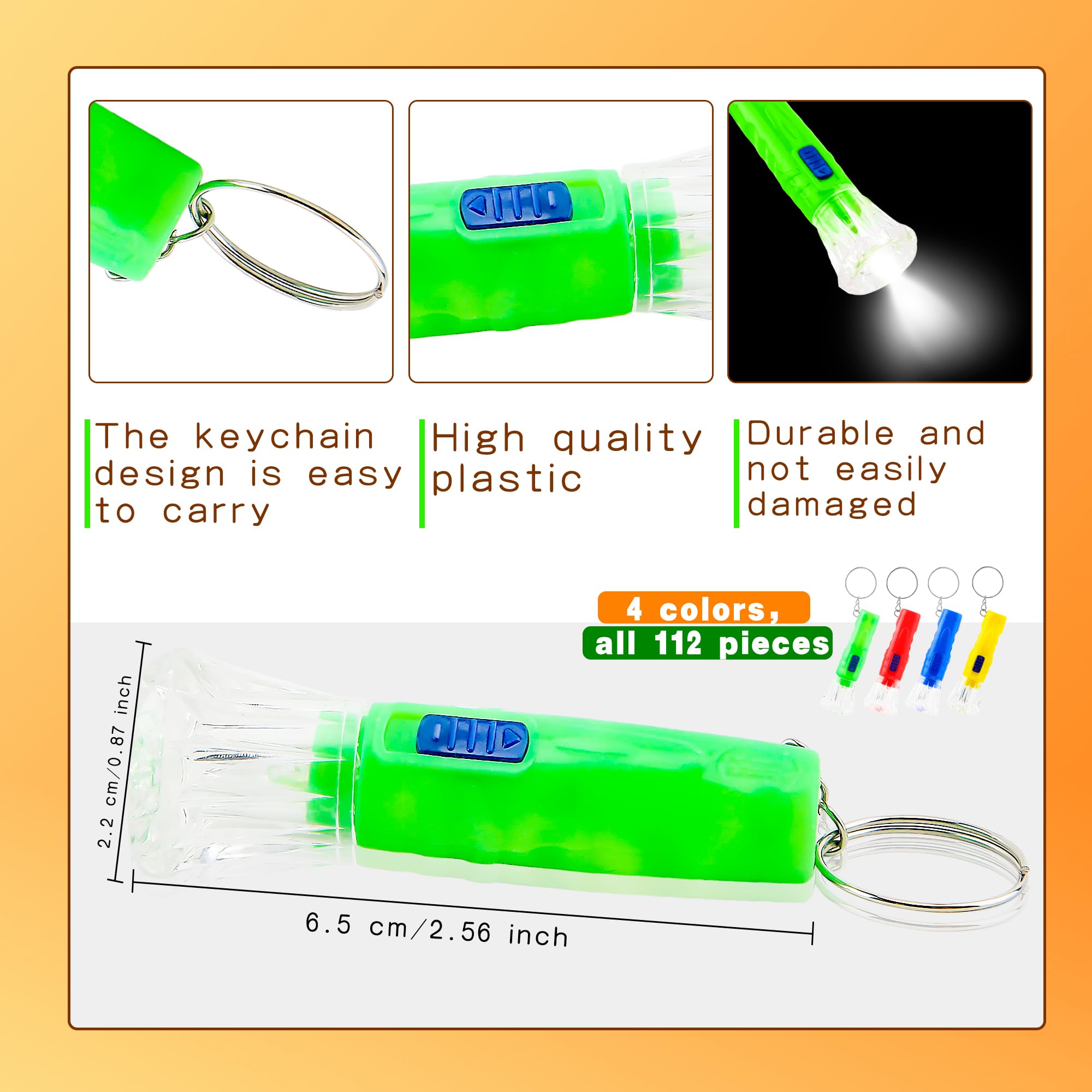 Haconba 112 Pack Mini Flashlight Keychain Small Led Flashlight Keychain Portable Colorful Flashlight Keychain Bulk For Outdoor Camping Hiking Activity And Emergency Lighting, 4 Colors