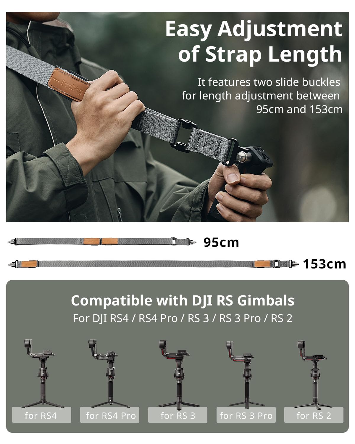 Smallrig Rs3 Rs2 Weight-Reducing Shoulder Strap Compatible With Sling Handle For Dji, Gimbal Belt With Qd Quick Release Buckles For Dji Rs4 / Rs4 Pro/Rs 3 / Rs 3 Pro/Rs 2