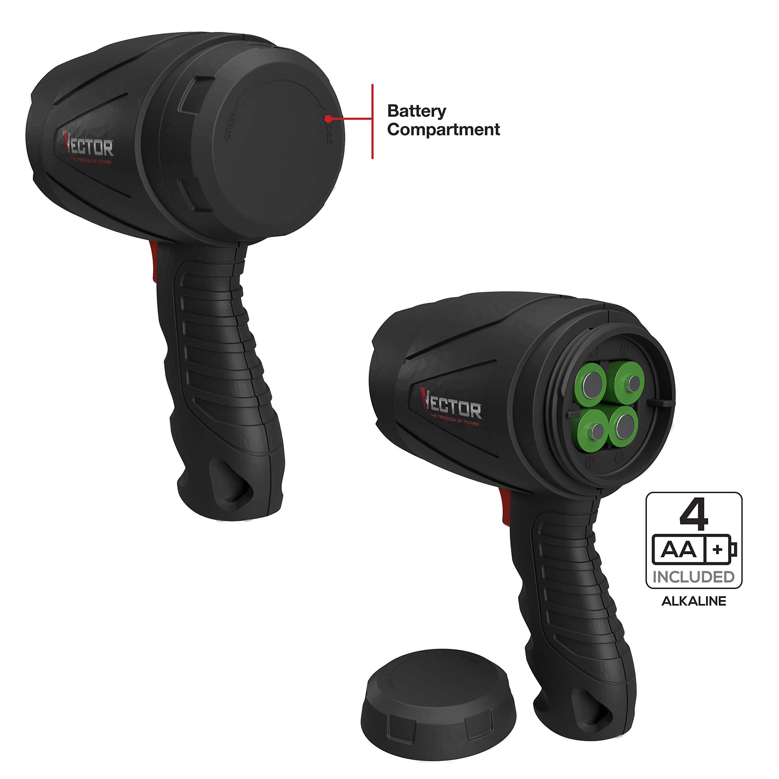 Vector Led Flashlight Spotlight, Sl3Wakv, Indoor And Outdoor Use, 400 Lumens, Long Distance Light Beam, 4 Aa Batteries Included