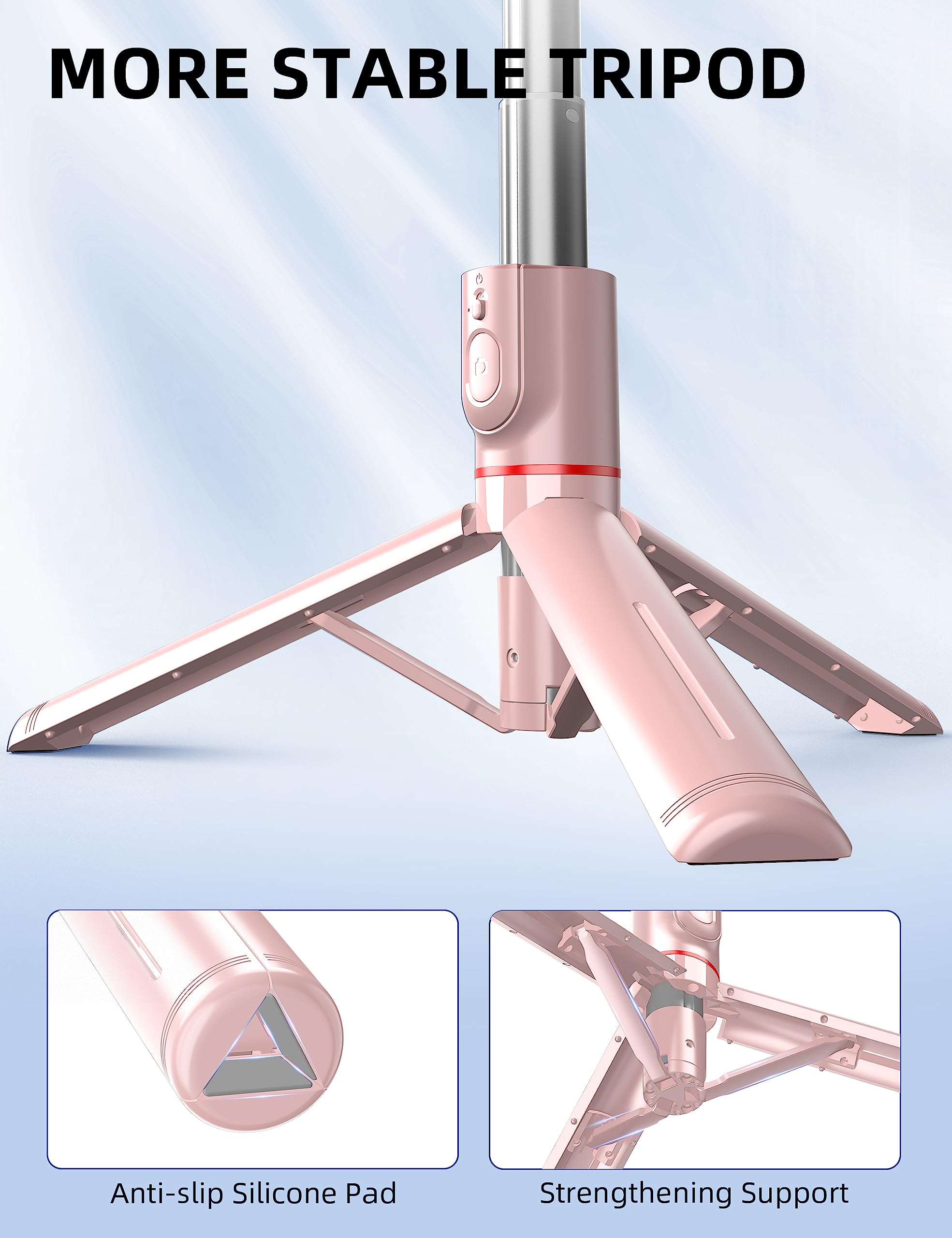 Selfieshow 41'' Phone For Tripod, Selfie Stick Tripod Stand With Wireless Remote Extendable Aluminum Cell Phone Tripod Stand 360°Rotate Lightweight & Portable Tripod Compatible With Iphone/Android (Pink)