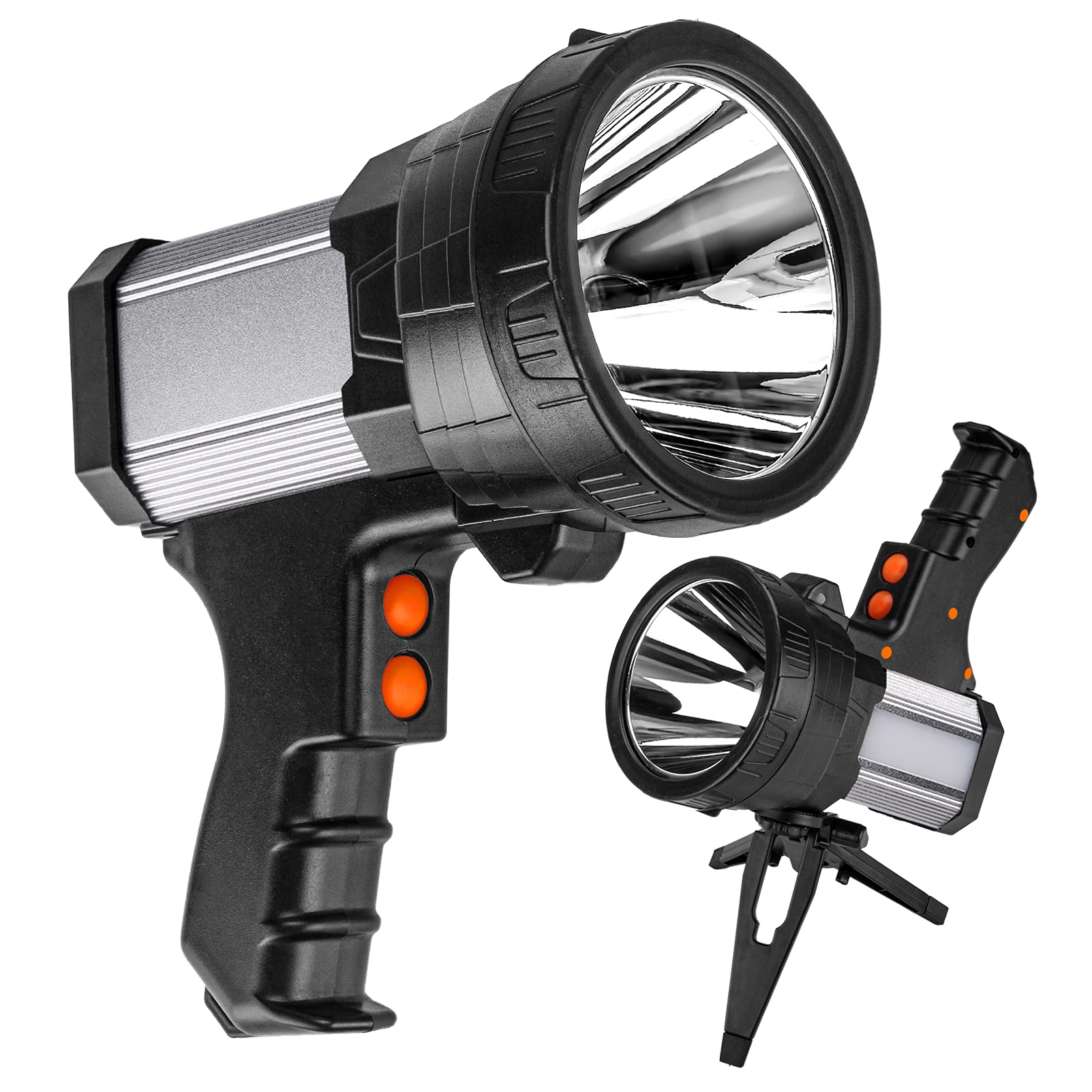 Vanvale Super Bright Rechargeable Spotlight,Handheld Rechargeable Led Flashlight Ultra-Long Standby Lightweight Tactical Searchlight With Usb Output Aluminium Alloy Golden Camping Light (White Light)