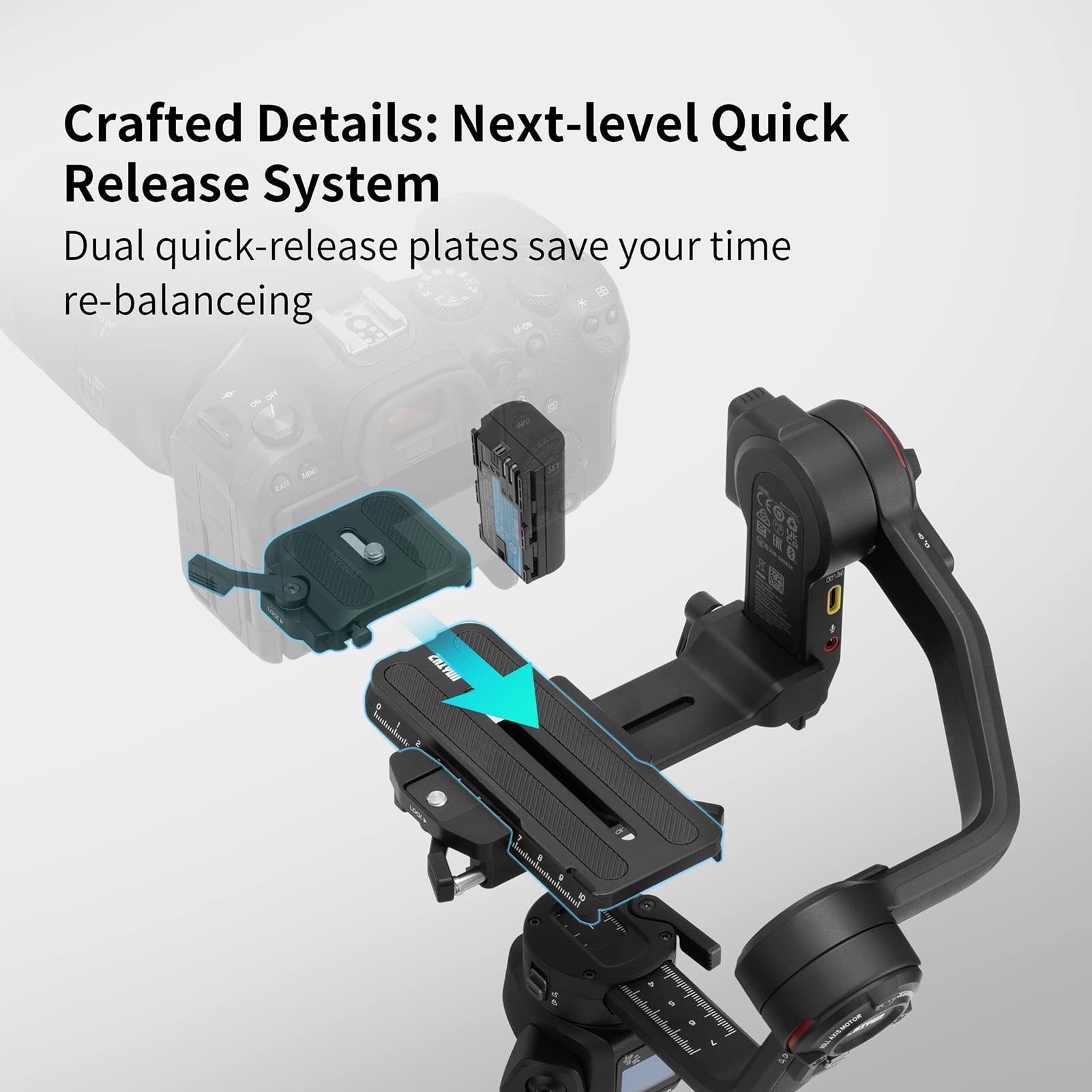 Bortt Stabilizer 3 Handheld Camera 3-Axis Gimbal Stabilizer Lightweight Built-In Fill Light Microphone Pd Fast Charging Battery Max. Load 3Kg/ 6.6Lbs Replacement For Mirrorless