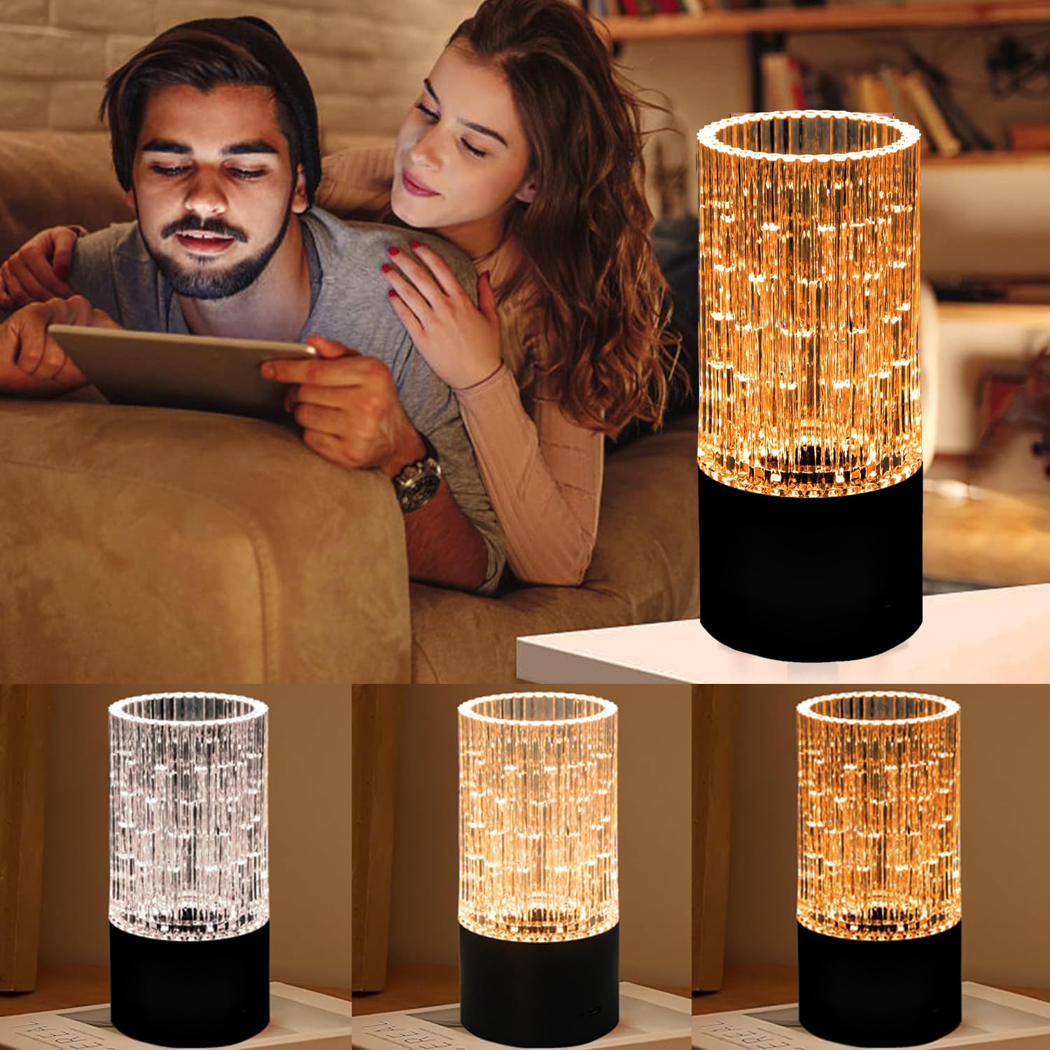 Anshenya Cordless Table Lamps Small Vase Lamp Outdoor Decor Battery Operated Lights Led For Bedroom Unique Desk Light Office Rechargeable Home 4000Mah Coffee Dining Bar Accessories With Usb Port (Black)