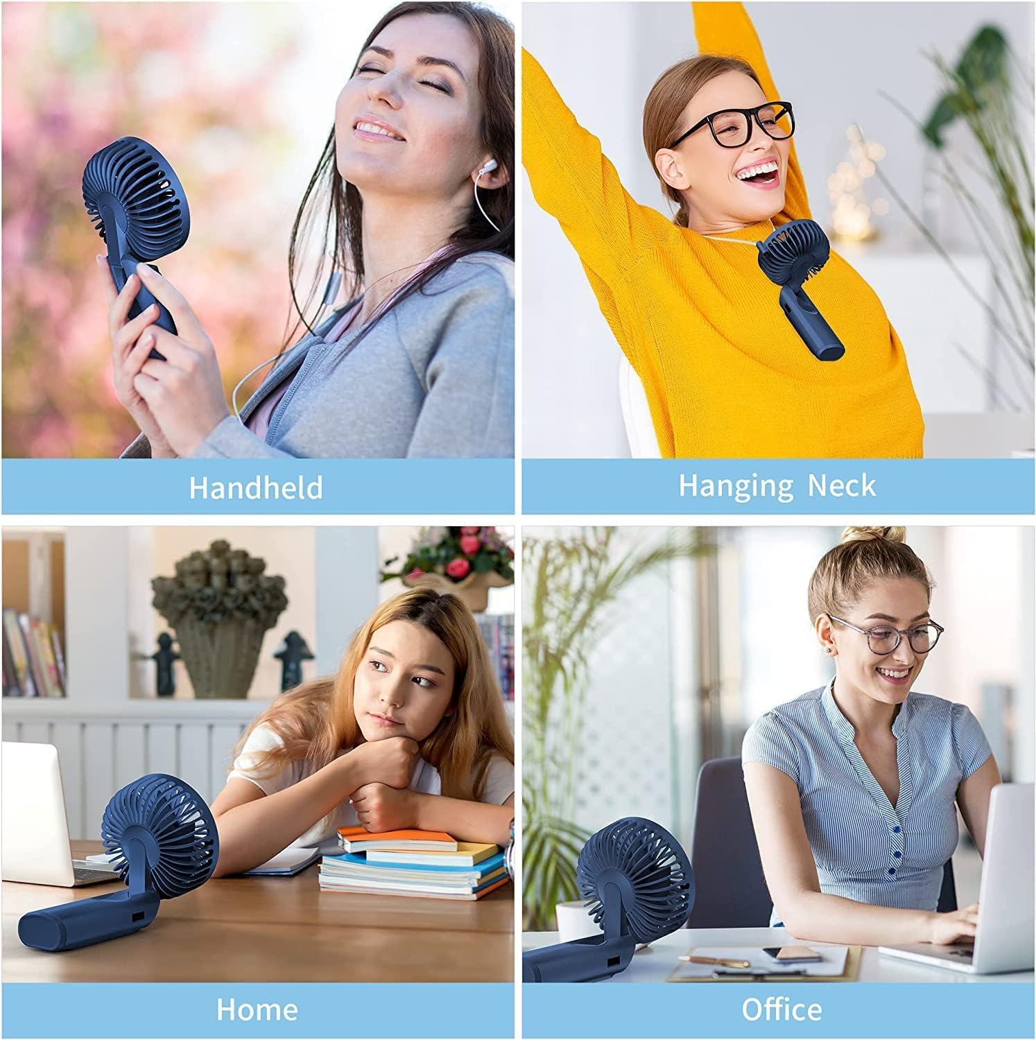 Handheld Fan, Portable Fan, 4000Mah Rechargeable Personal Fan, 180° Foldable Mini Desk Fan