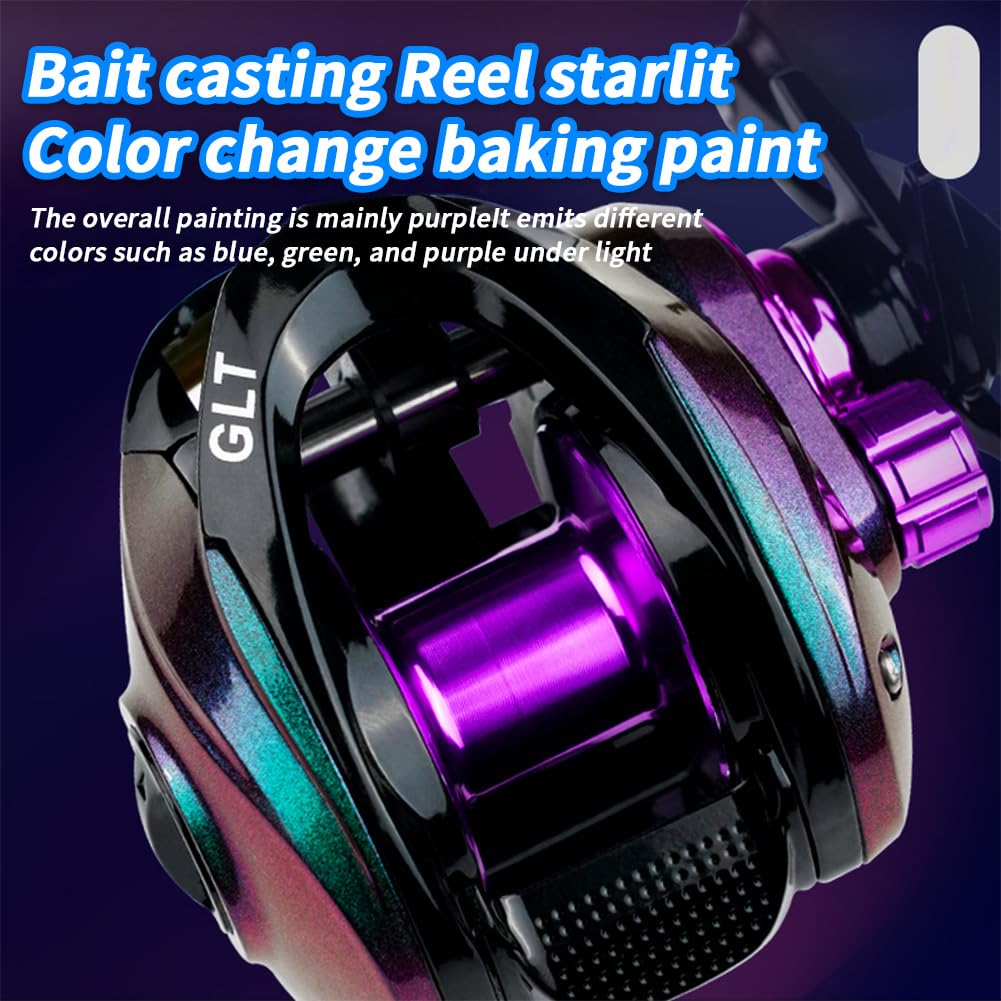 Gaderth Baitcasting Fishing Reel, 19+1Bb Baitcasting Reel, High Speed 7.2:1 Gear Ratio Low Profile Baitcaster Reel, 7-8Kg Max Drag Metal Body Baitcaster Fishing Reel, 10 Gears Casting Reel