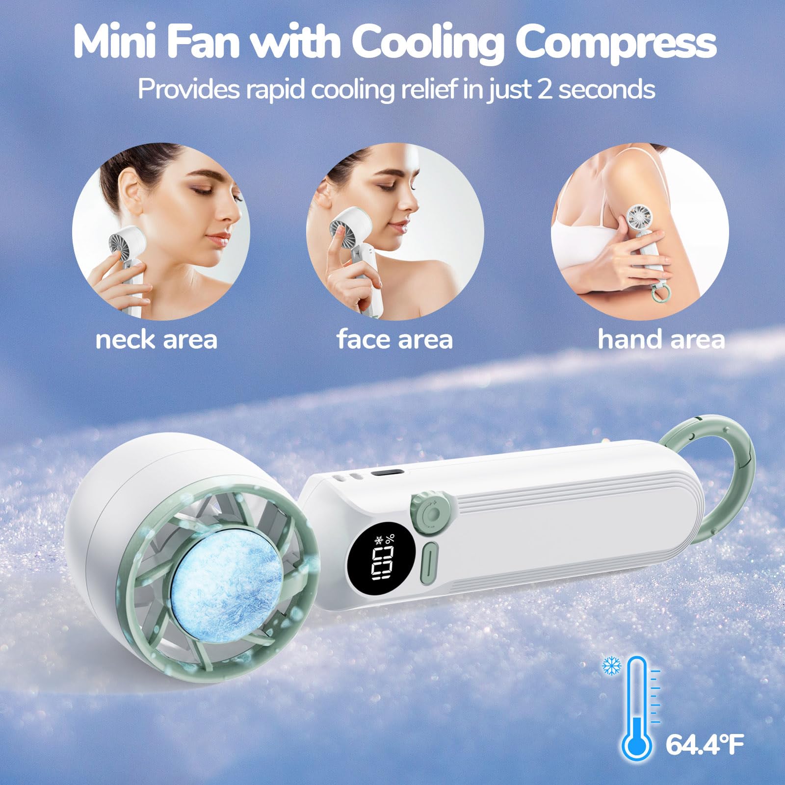 Portable Handheld Fan With Cooling Plate, 1-100 Speed Foldable Mini Fan With Stand, Hook & Lanyard