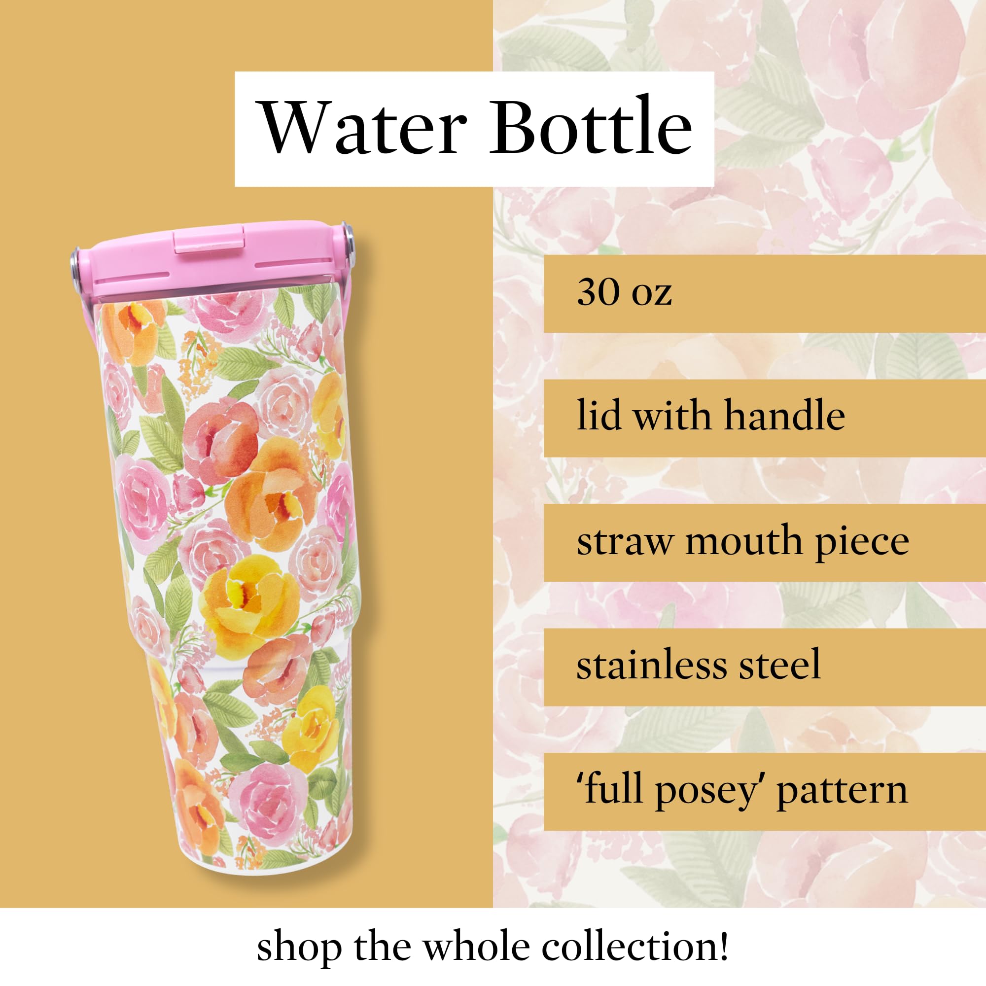 Steel Mill & Co 30 Oz Stainless Steel Tumbler With Lid And Top Handle, Insulated