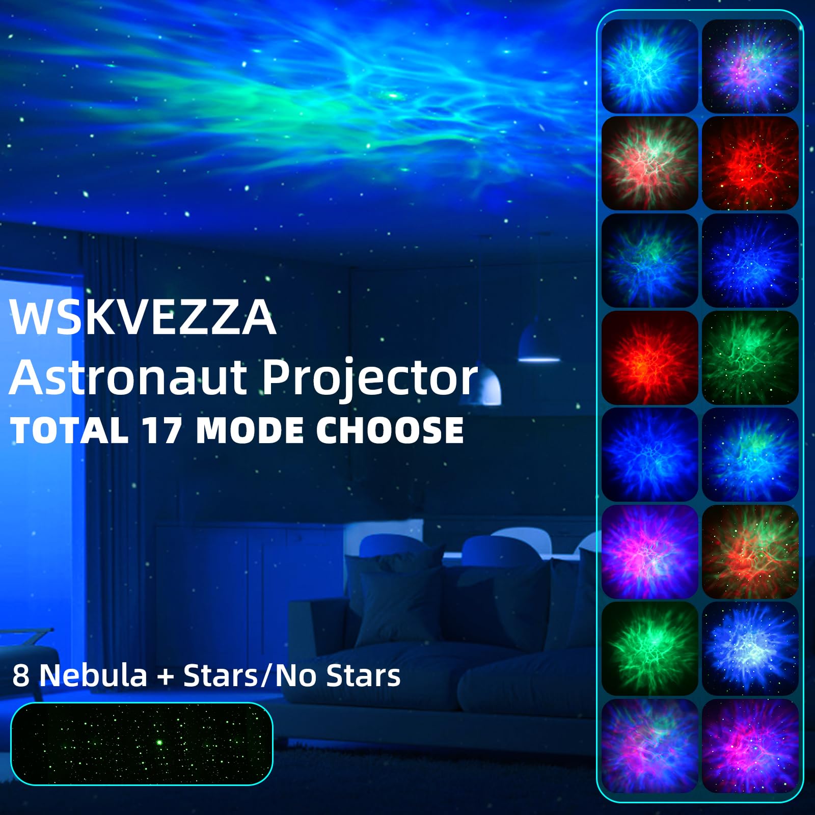 Wskvezza Astronaut Galaxy Projector With Nebula, Star Projector Ceiling Led Lamp With 8 Modes Astronaut Starry Night Light With Remote Kids Projector  For Boys Adults For Bedroom, Birthdays