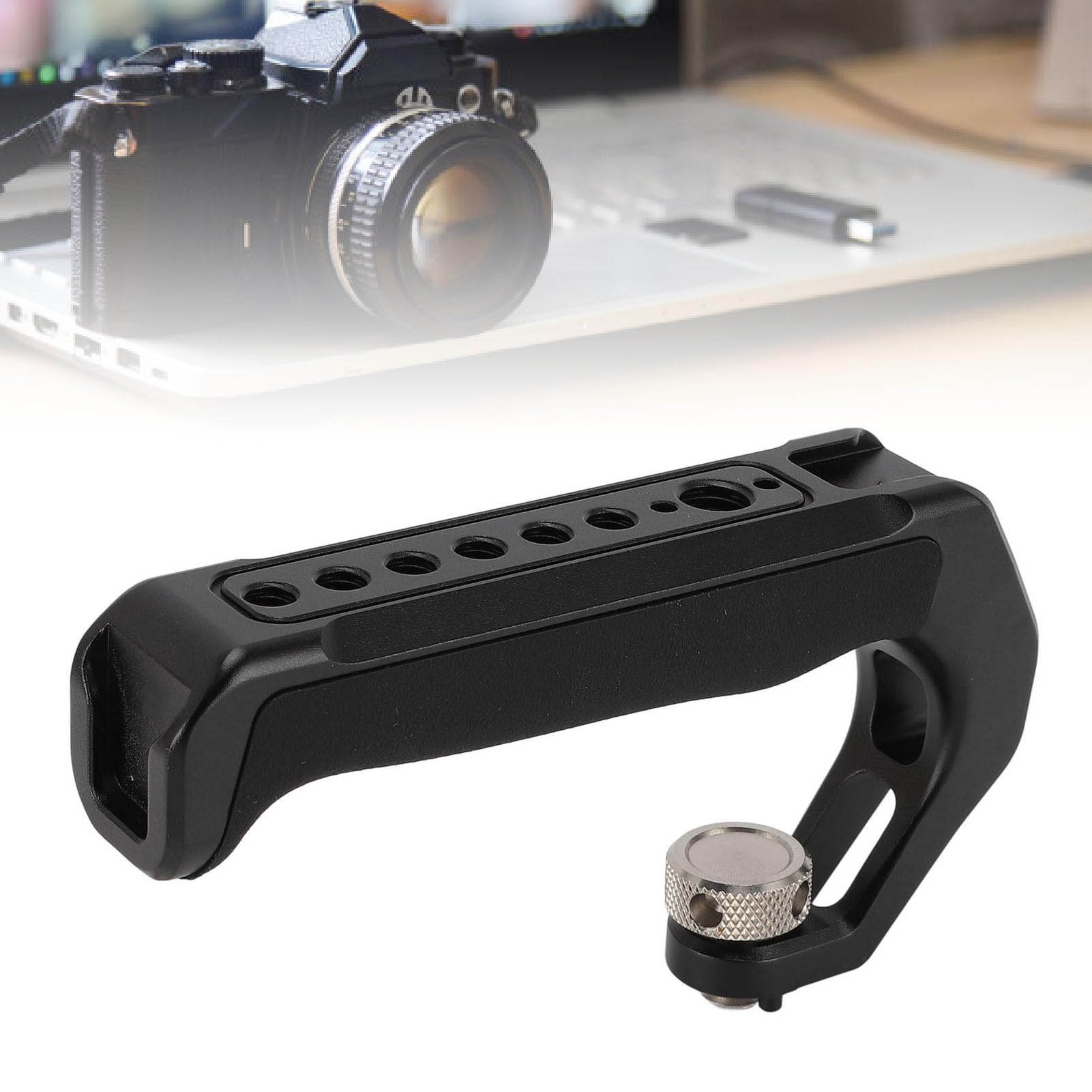 Fydun Camera Cage Top Handle Aluminum Alloy Silicone Video Stabilizing Rig Handle Grip With 1/4 3/8 Inch Screw Holes Cold Shoe Mount For Dslr Camera