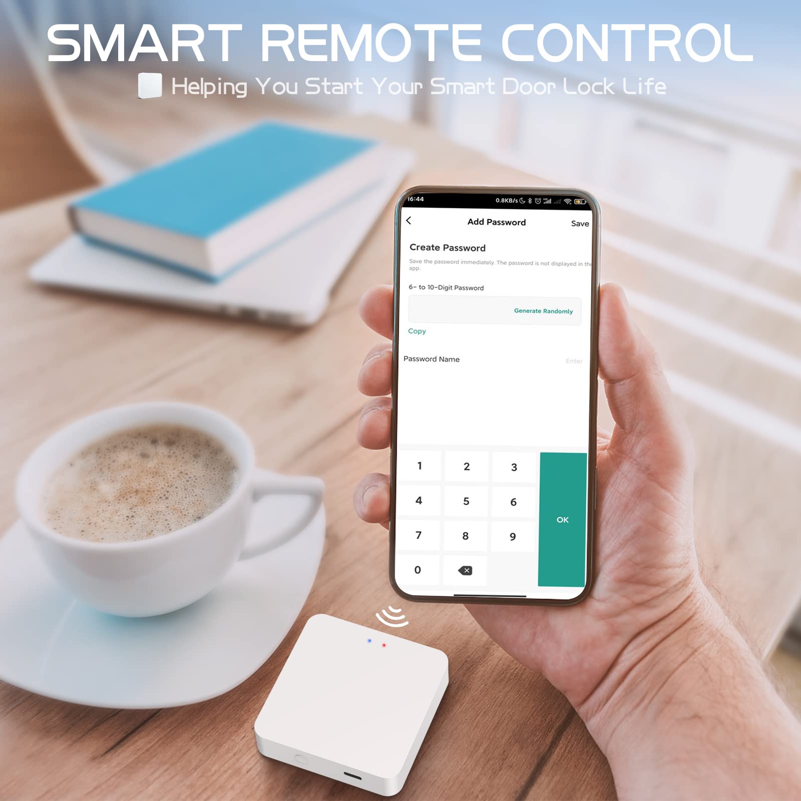 Millionhome Gateway Remotely Control Smart Fingerprint Door Lock Via Tuya App, Gateway Smart Hub Compatible With Alexa Voice Control, Electronic Lock Assemblies With Type-C Cable