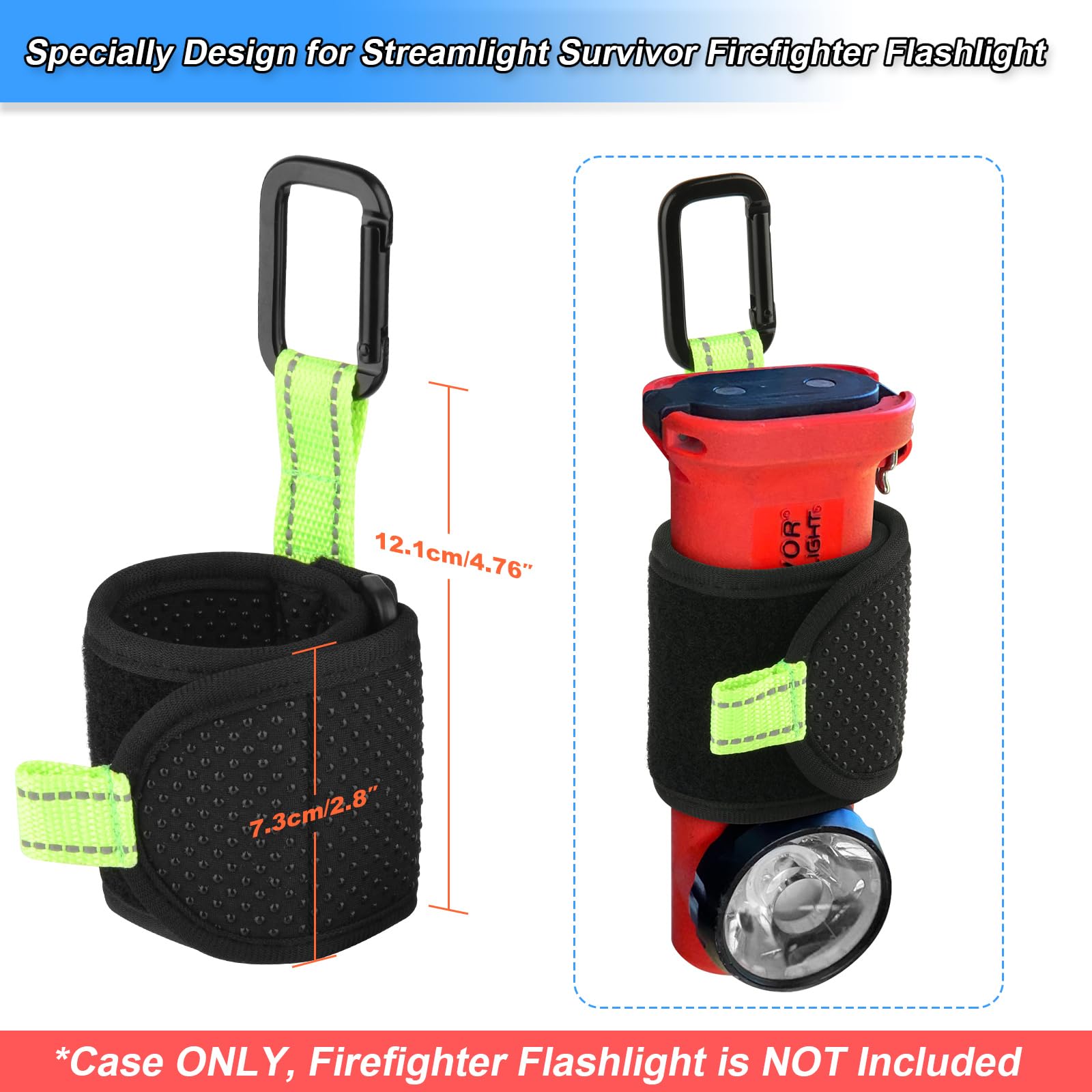 Homakover Inverted Flashlight Holder,Anti-Slip Nylon Strap With Carabiner,Reflective Flashlight Holder,Keep Shine Downward And In A Forward Position