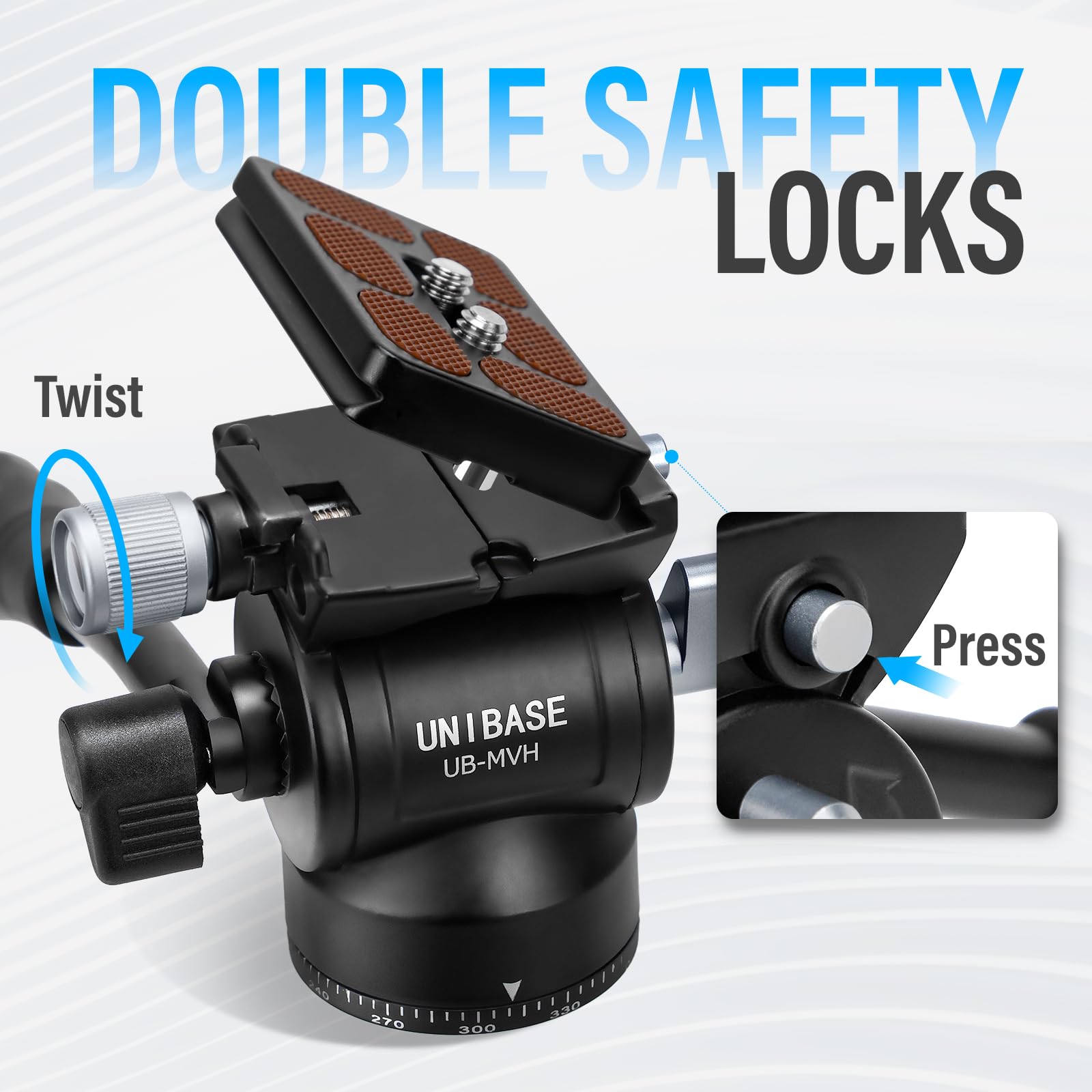 Unibase Tech Unibase Video Fluid Head For Camera Tripod, Pan Tilt Video Head With Arca Swiss Quick Release Plate, Panoramic Head For Compact Dslr Camera Mirrorless Camera, 11Lbs/ 5Kg Max Payload