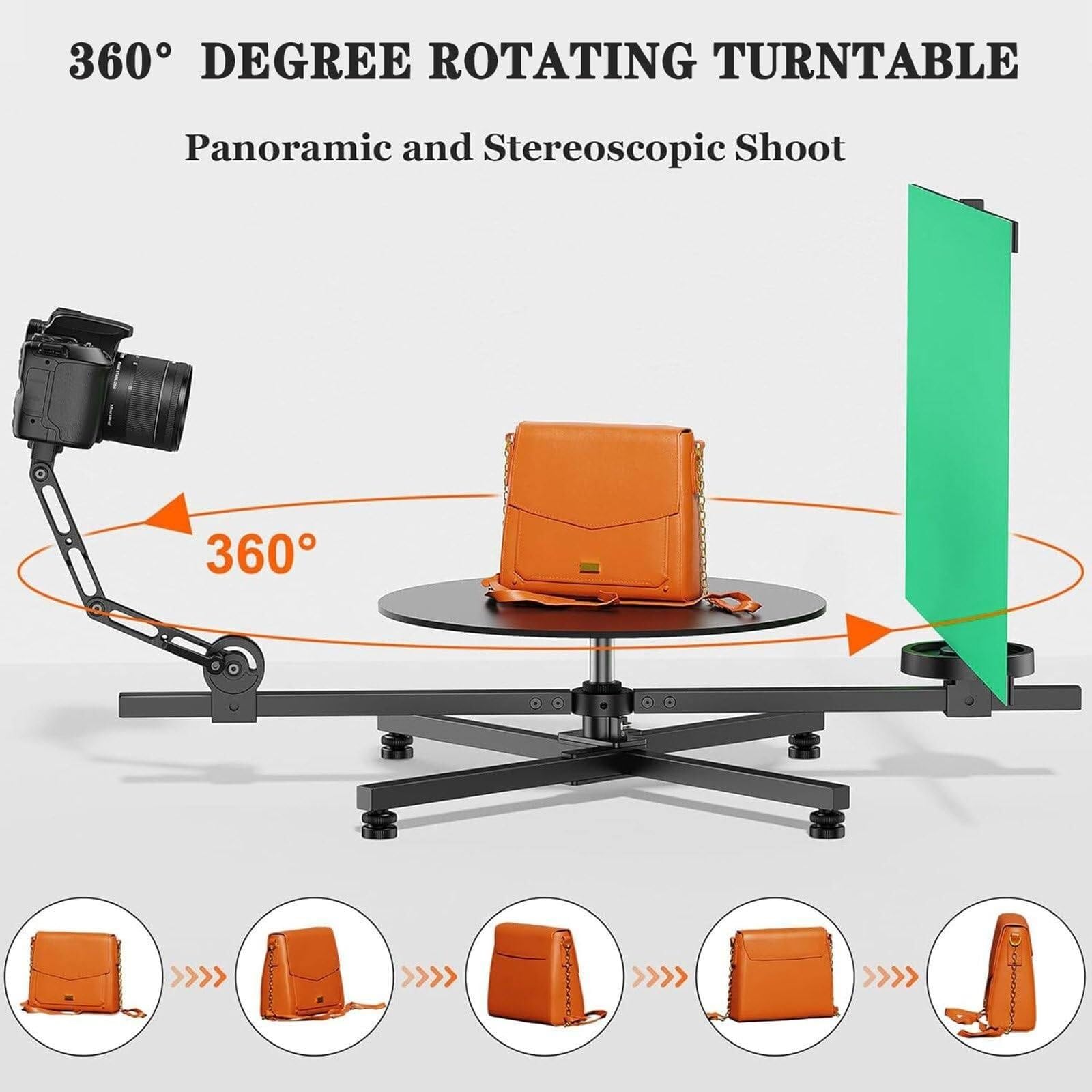 Ldmlax 360 Video Camera Rig Panoramic Rotating Platform,360 Camera Booth Video Camera Product Shot 360 Rotating Platform Rig 87X 44X13Cm