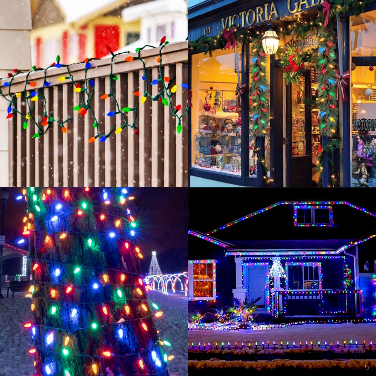 Iloverd C6 Solar Outdoor Multicolored 50Led 8 Modes Strawberry Christmas String Lights Waterproof For Xmas Tree Wreath Garland Garden Patio