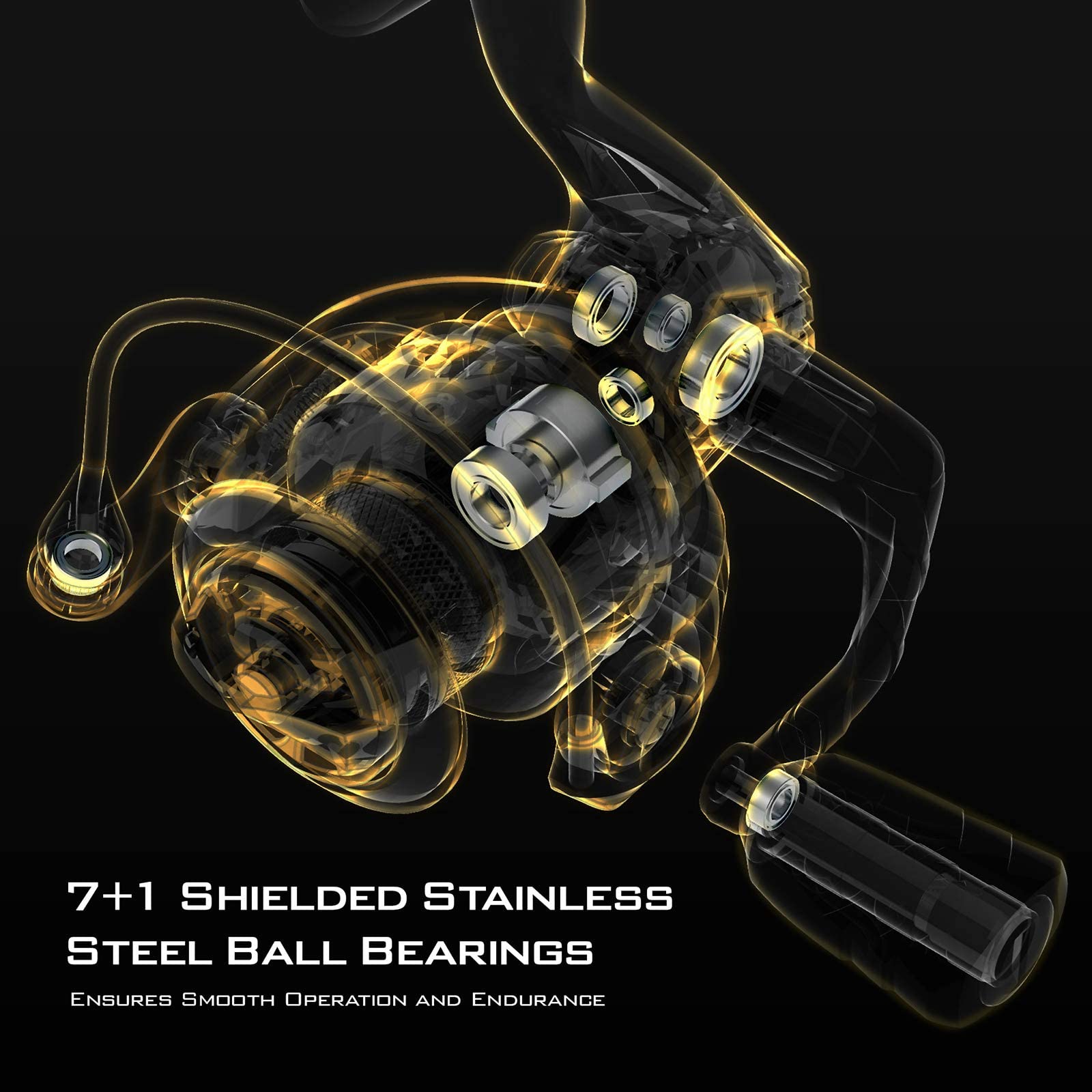 Kastking Valiant Eagle Gold Spinning Reel - 6.2:1 High-Speed Gear Ratio, Freshwater And Saltwater Fishing Reel, Faster Line Retrieve, Braid Ready Spool, 7+1 Shielded Stainless Steel Ball Bearings