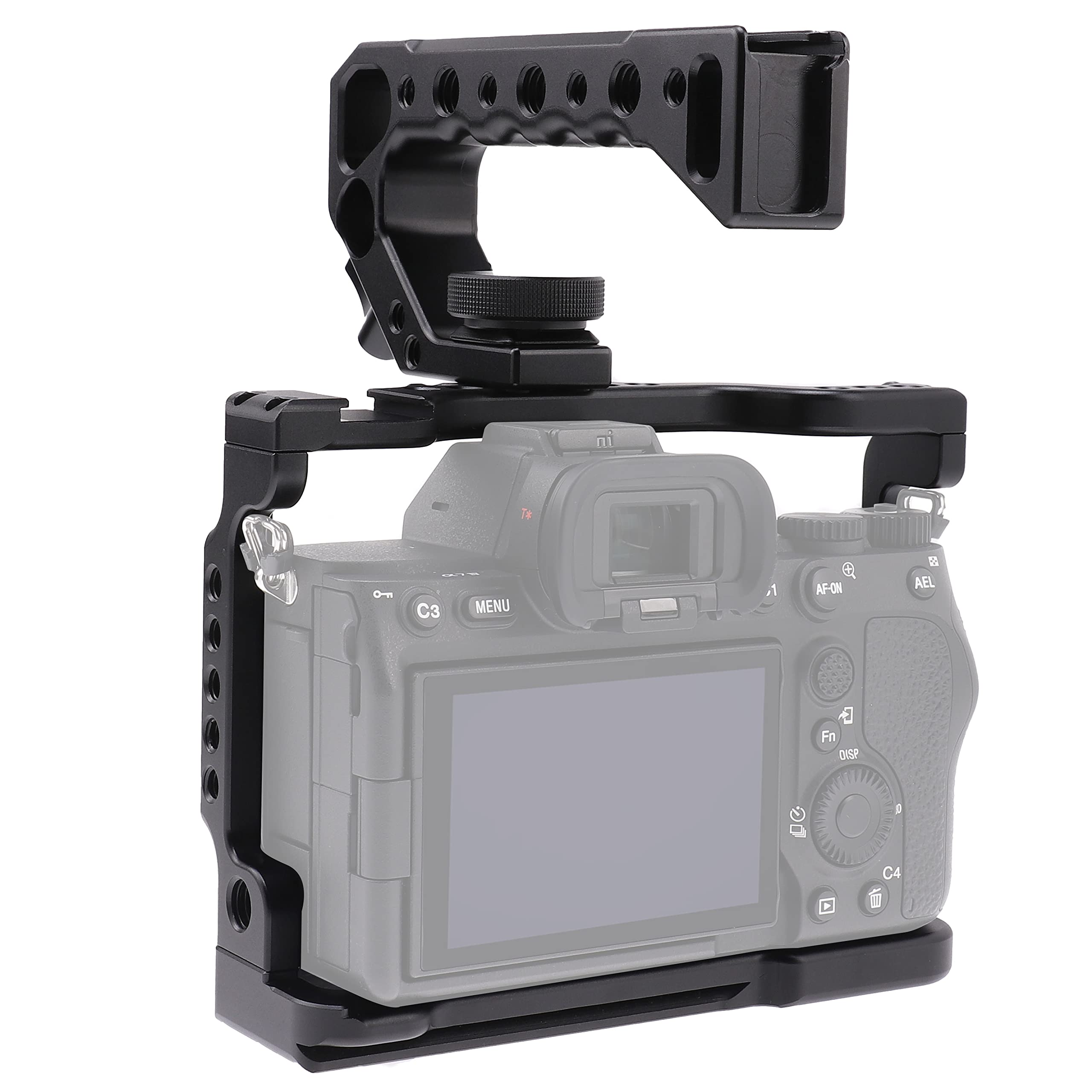 Fotga Jlwin Alloy Aluminum Camera Cage Bracket Stabilizer + Top Handle For Sony A7Iv A7 Mark Iv A7M4 A7Siii Mirrorless Camera Video Film Making Compatible With Arca Swiss Clamp