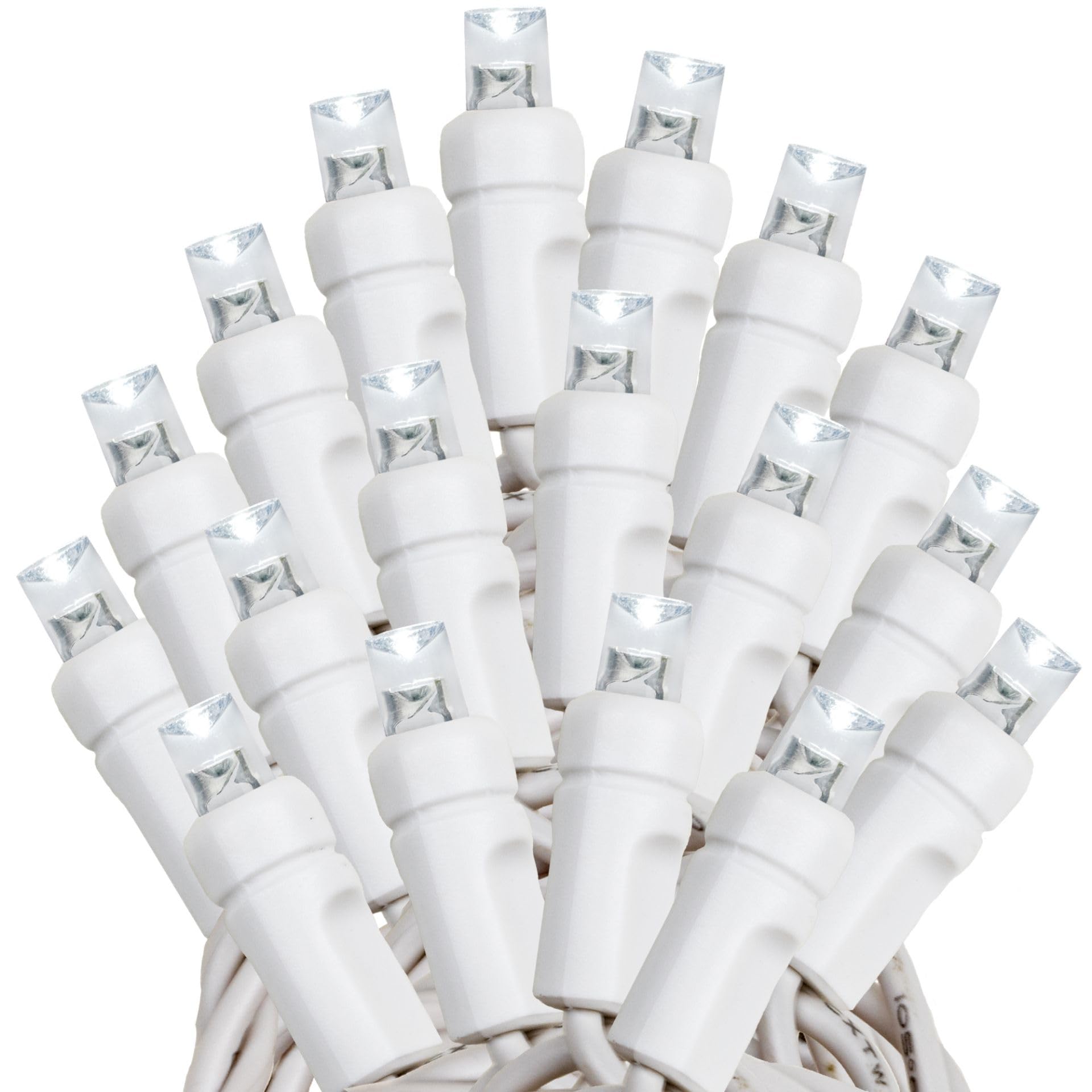 Novelty Lights 50 Light Solar Led Christmas Mini Light Set, Pure White, Outdoor String Lights, White Wire, 12.5 Feet