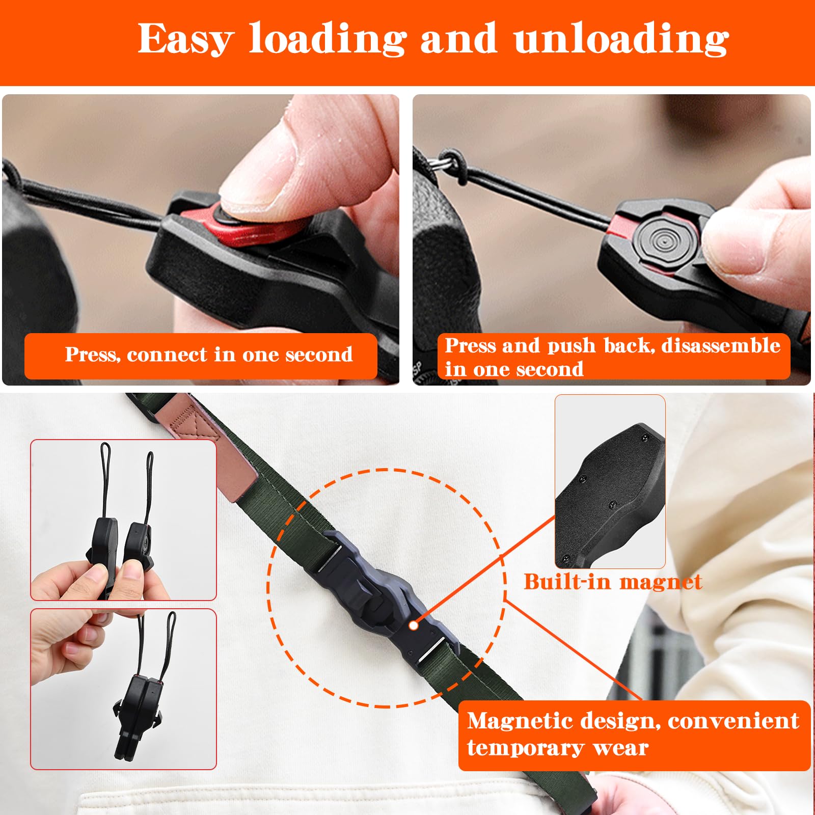 Yullmu Camera Strap Quick Release Buckle Set Of 2 – Compatible For Peak Design Buckle 198 Lbs Load Capacity Fits Dslr/Slr Cameras Binoculars Wrist Straps For Photography Outdoor Travel(Black)