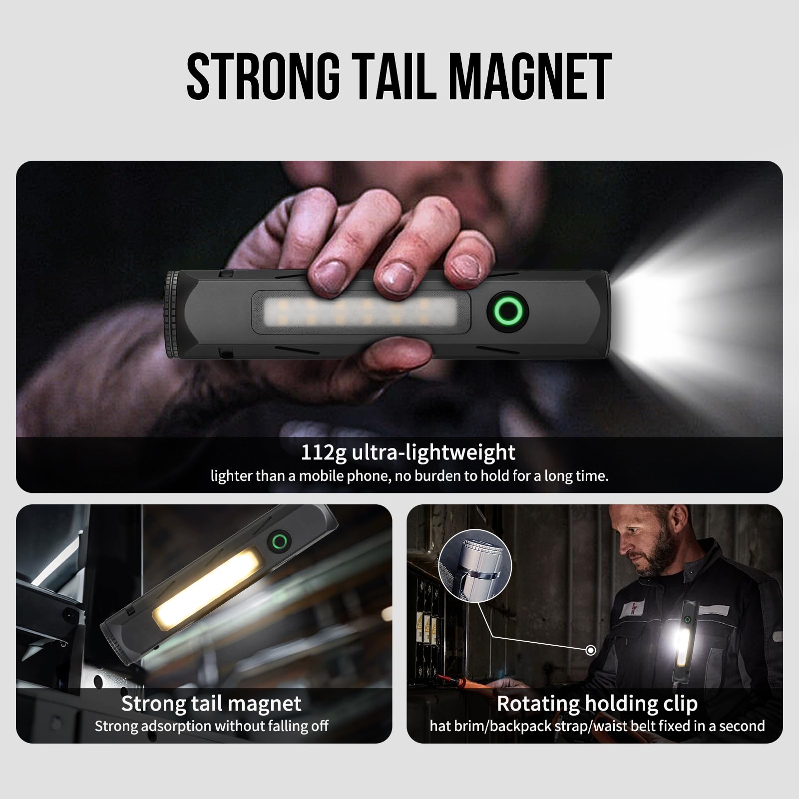 Aojudic Tactical Flashlight 3500Lm Dual Light With Magnetic Base - Ip68 Waterproof Rechargeable, Cob Side Light & Strobe For Camping, Cycling, Emergency (Usb-C)