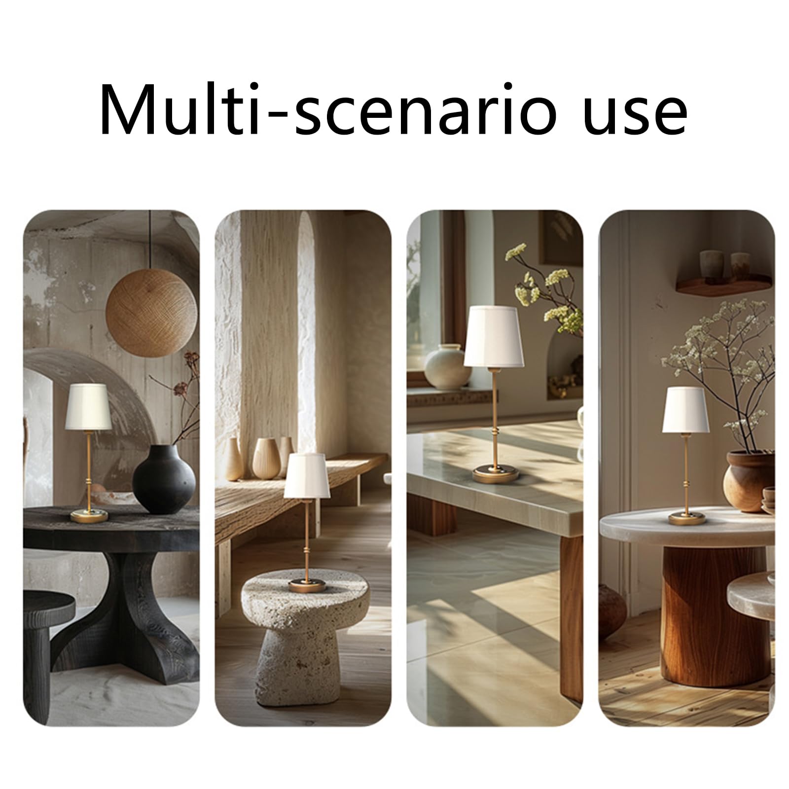 Soonhua Cordless Table Lamp, Rechargeable Led Desk Lamp 2W 2700K Dimmable Battery Operated Light With Fabric Shade For Bedroom, Living Room, Cafe, Outdoor