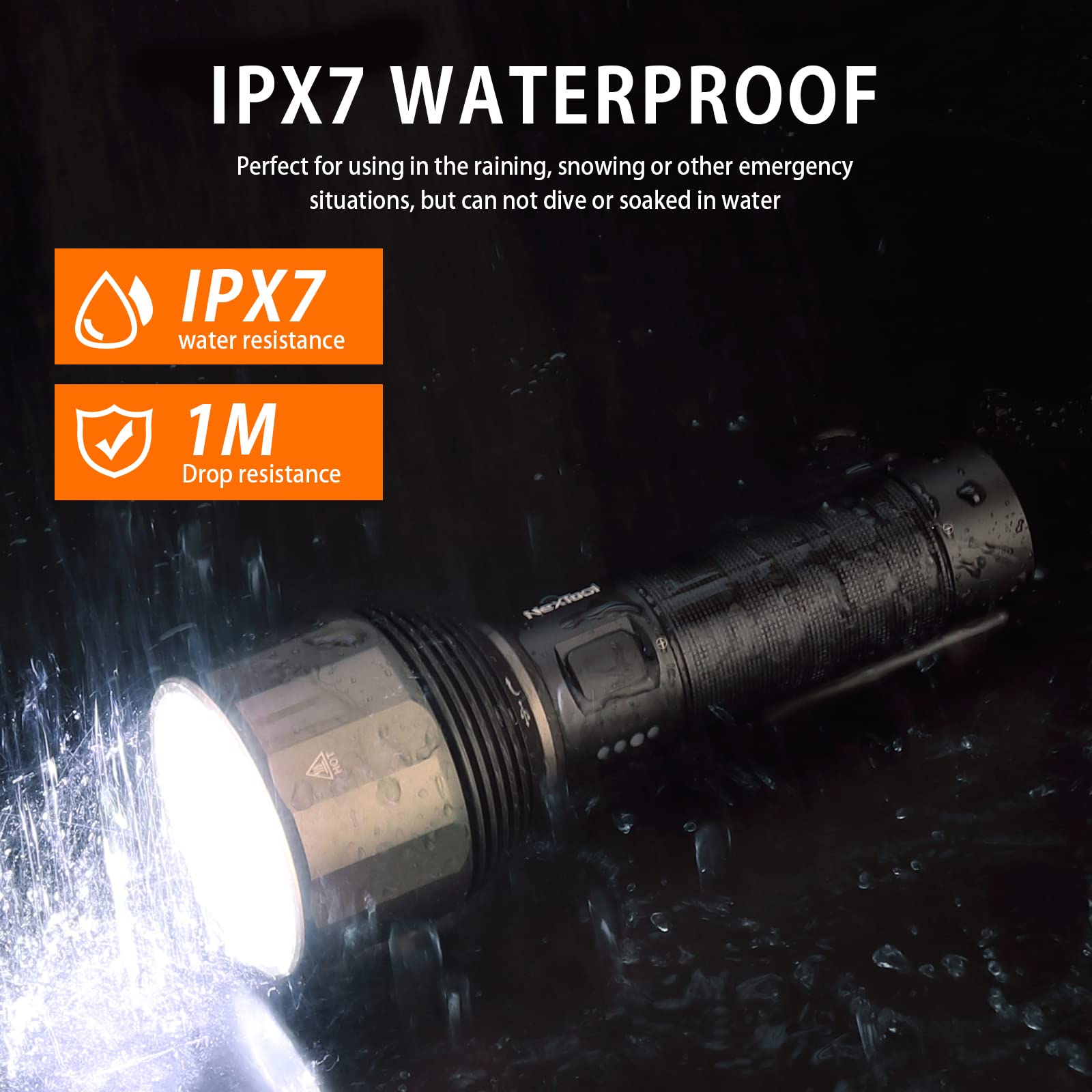 Nextool Rechargeable Led Flashlight 2000 High Lumens, 5 Modes 5000Mah Battery Included Flashlights Torch, Ipx7 Waterproof Edc Flashlight For Camping, Emergency, Power Outages, Hiking