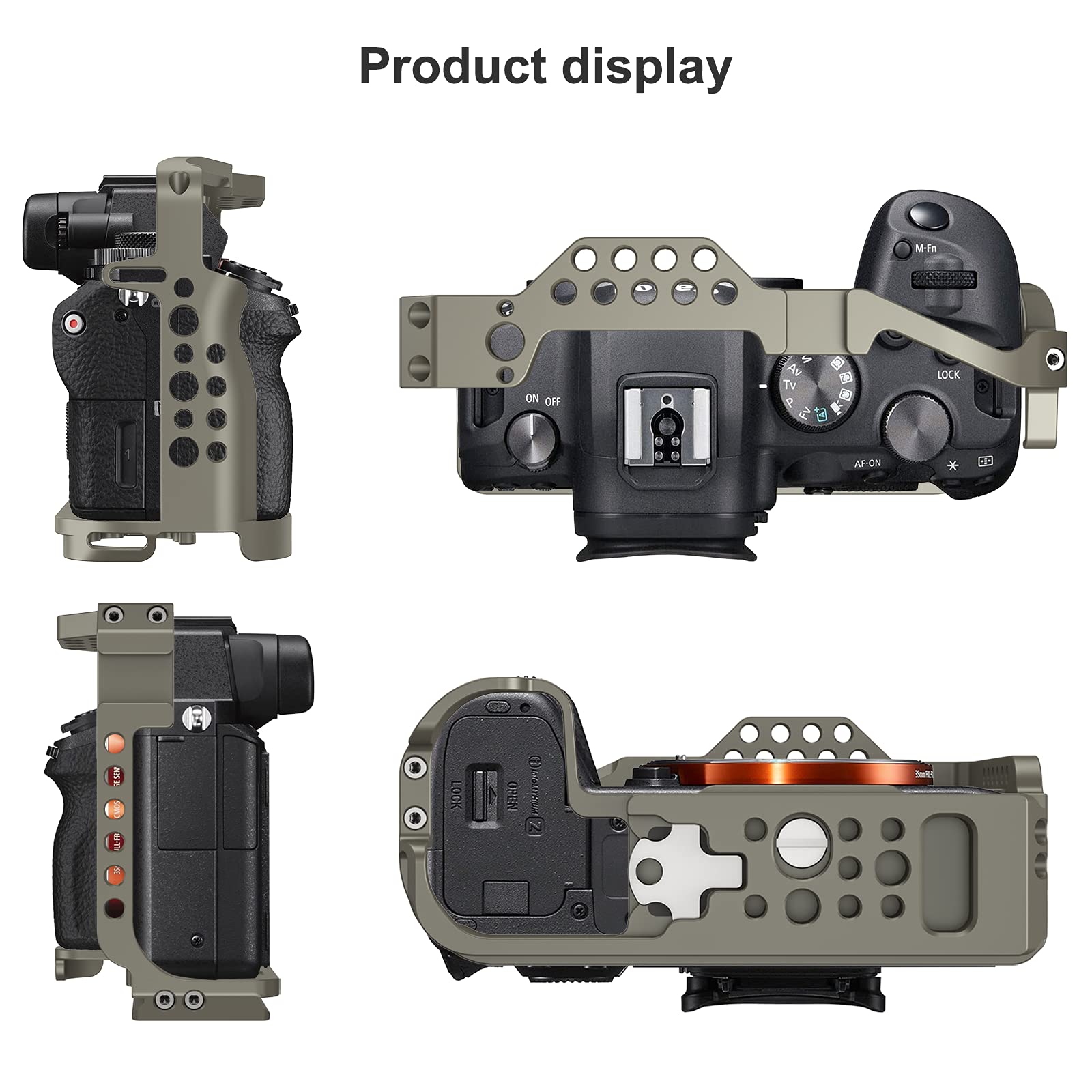 Poyinco Poyincor5 / R5 C / R6 Cage For Canon R5 R6 R5 C, Aluminum Alloy Dslr Rig Stabilizer With Cold Shoe, 1/4"&3/8" Threaded Holes For Filmmaking And Video Shooting