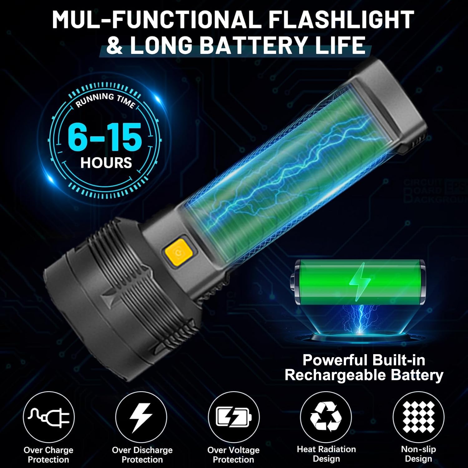 Mviocs 2 Pack Led Solar Flashlight Rechargeable, 2000L High Lumens Led Solar Flashlights, Super Bright Flash Light Waterproof,Adjustable Brightness,Long Lasting For Camping,Outdoors,Emergency