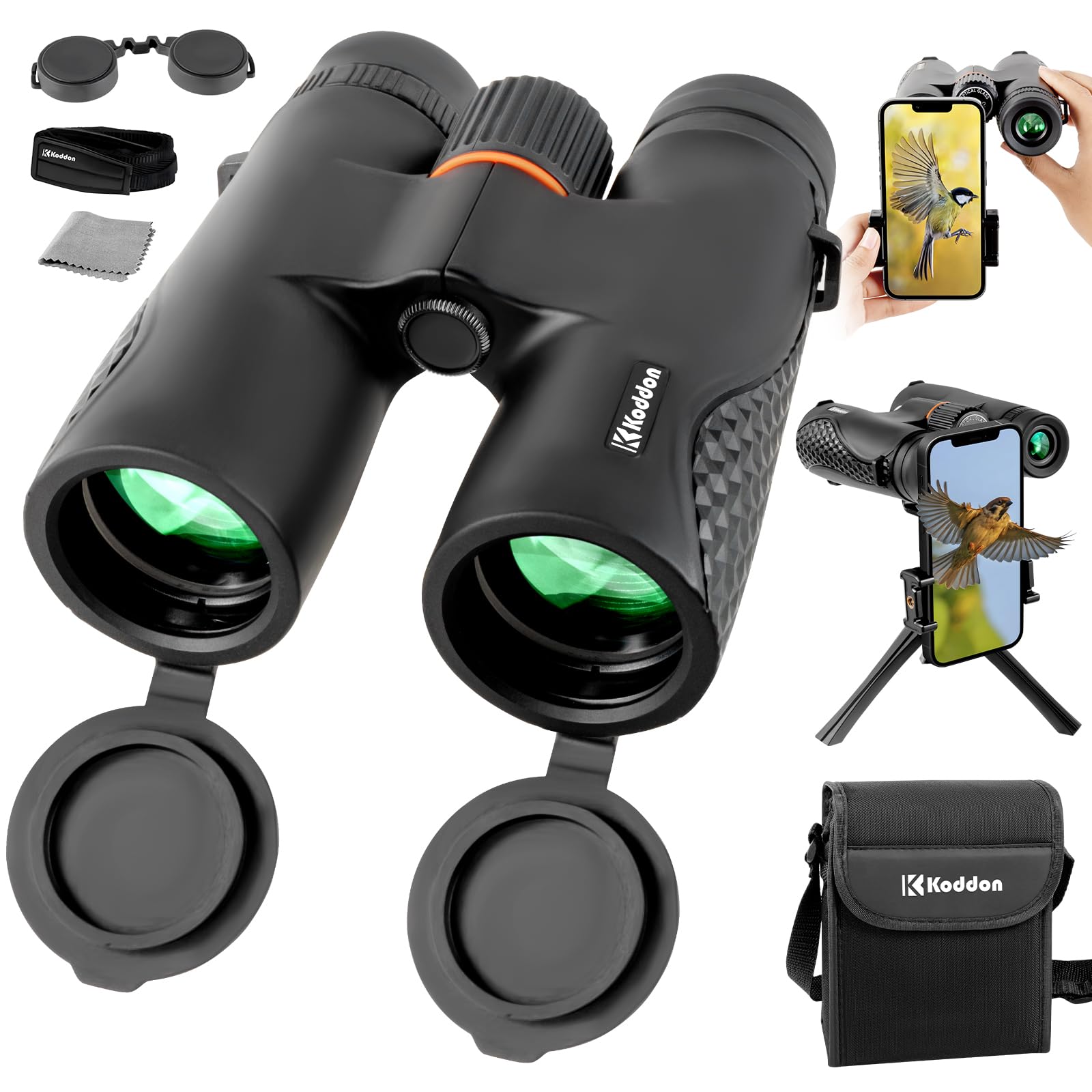 Koddon Binoculars For Adults High Powered With Phone Adapter And Tripod - 12X42 Binoculars For Bird Watching - With Low Light Vision For Cruise Ship Hunting Outdoor Travel Sports