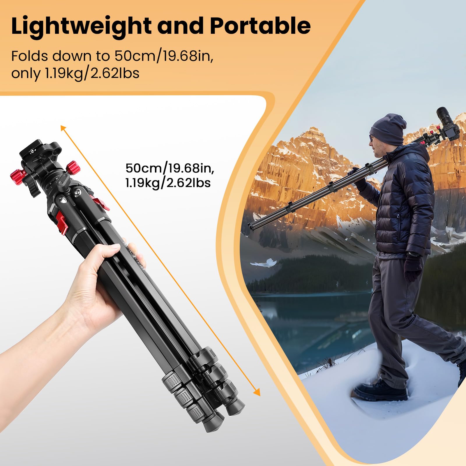 Mactrem Camera Tripod, 67 Inch/170Cm Travel Tripod & Monopod With 360°Ball Head, Heavy Duty Tripod For Smartphone Ipad Canon Nikon Sony Binoculars