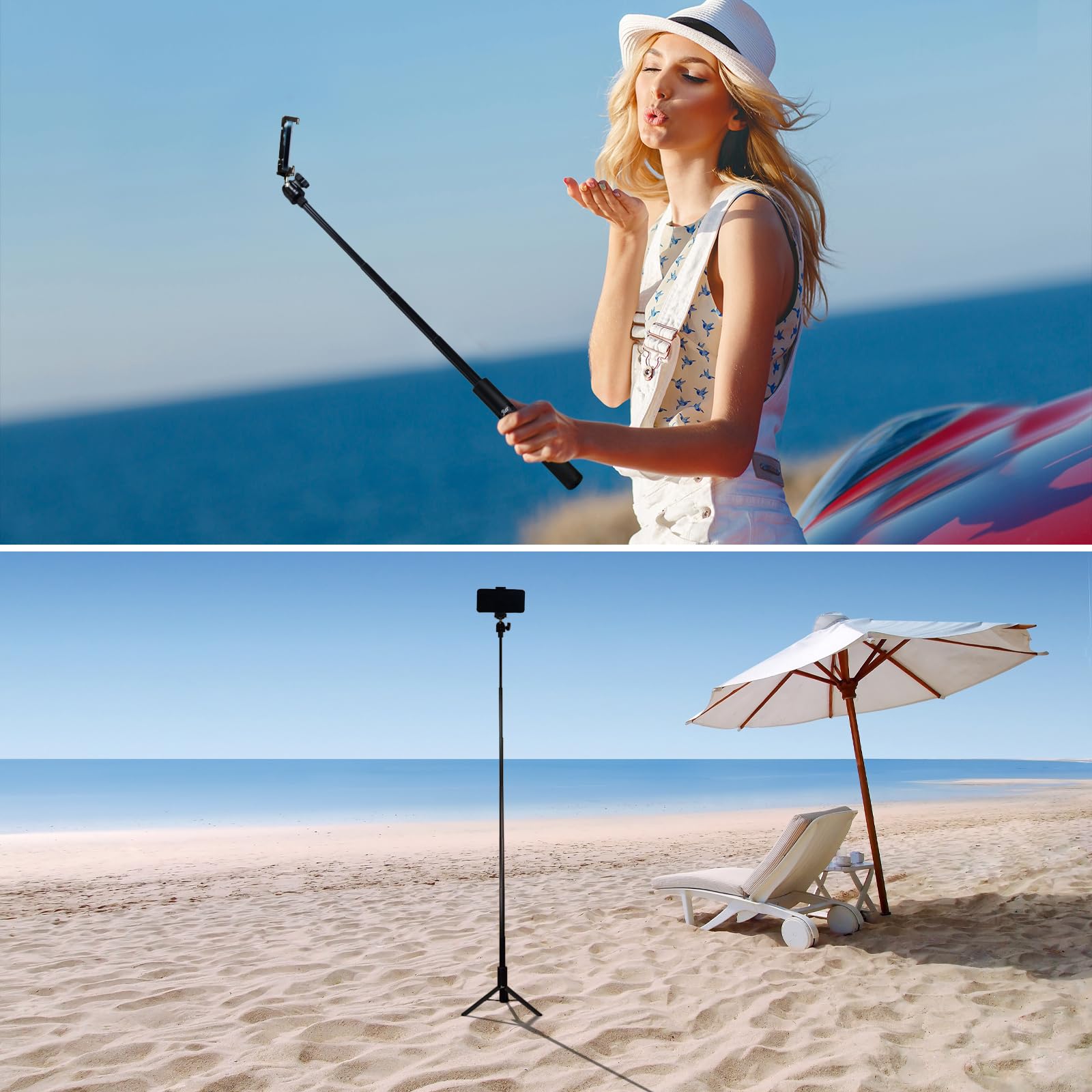 Jier 52" Lightweight & Portable Phone Tripod, Selfie Stick For Iphone With Remote, 360 Rotation Ball Head And Tripod For Iphone And Android Smartphone/Video Recording