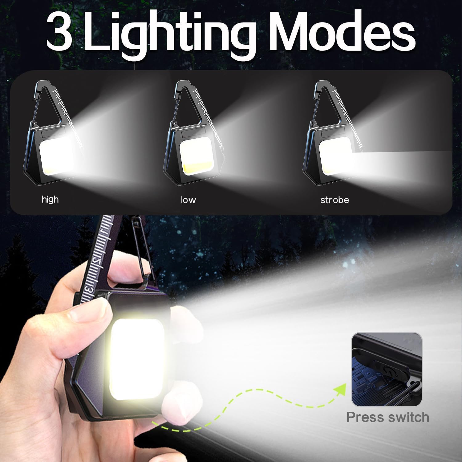 Pocketman Multifunctional Keychain Emergency Light Rechargeable Portable Work Light Keychain Cob Light With Magnetic Base Bottle Usb Rechargeable Pocket Light With Ruler For Camping Hiking Repairing (10)