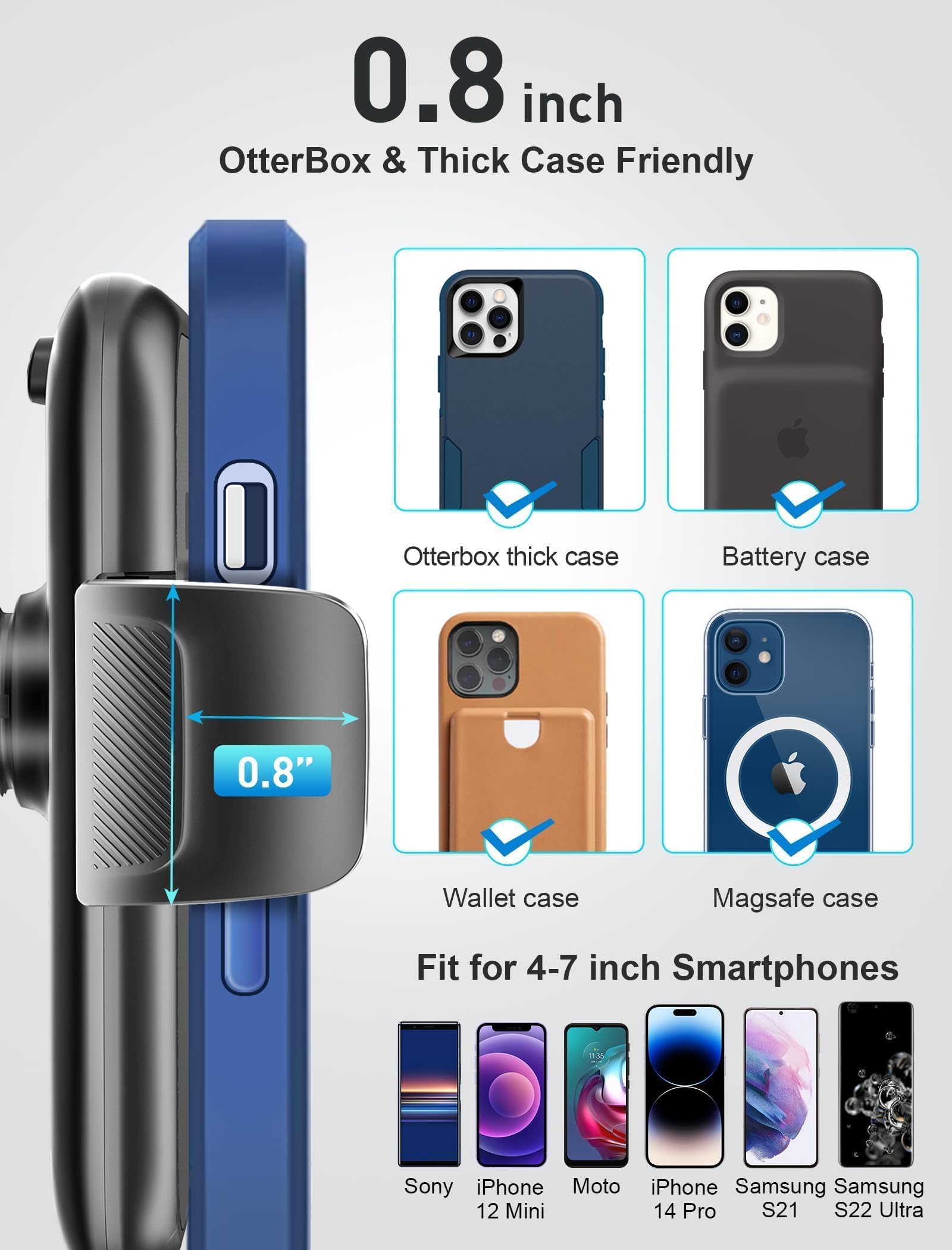 Topgo Cup Phone Holder For Car [  Ultra-Sturdy & Non-Shaking] Car Phone Mount With Adjustable Long Gooseneck Cell Phone Automobile Cradles For Iphone 16 Pro Max And More Smartphone - Black