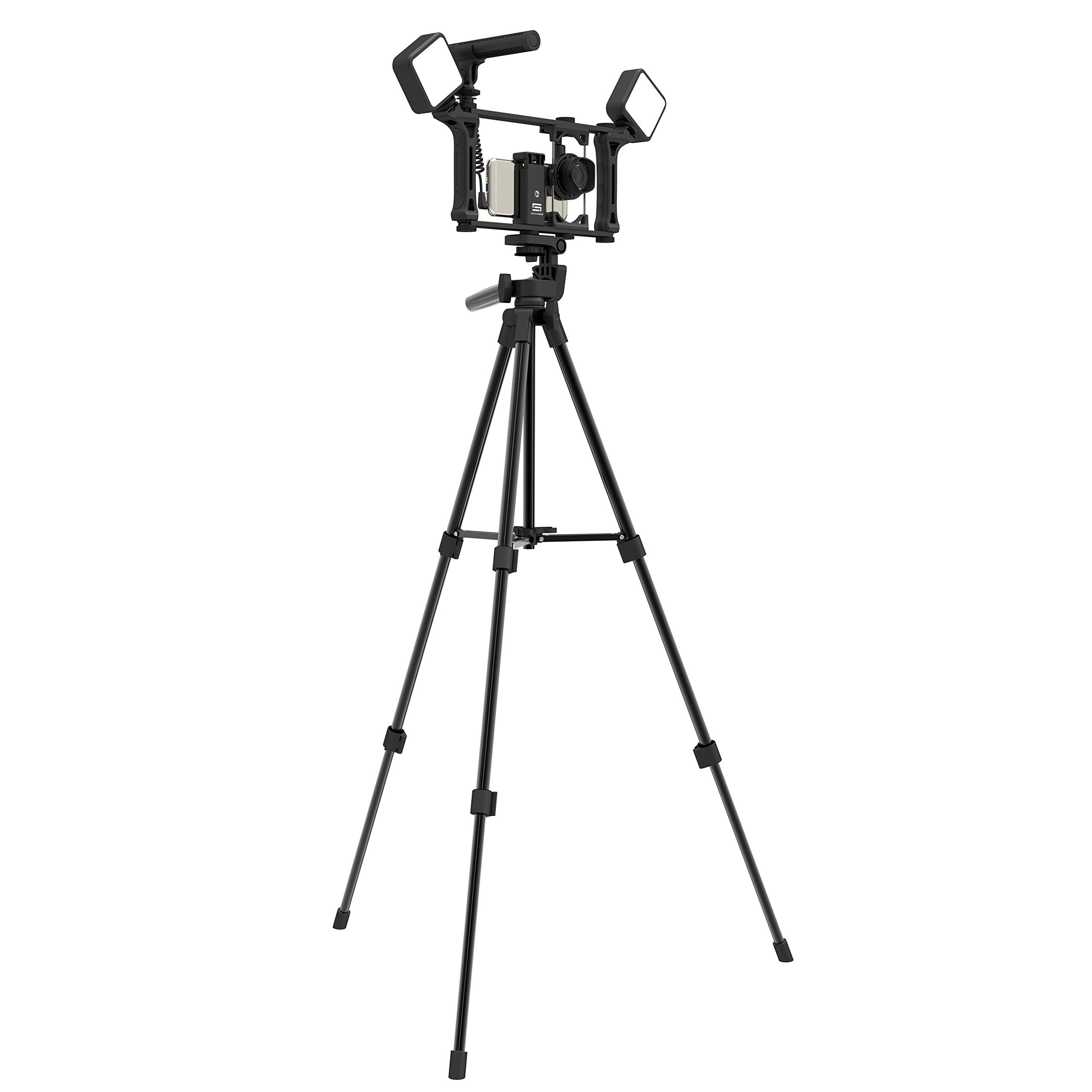 Dreamgrip Super Lightweight Video Tripod 136Ex-41 Universal Set With Original Track Connector For Mounting Rigs, Compatible For Any Smartphone (Iphone, Samsung, Pixel), And Any Action Camera Or Dslr