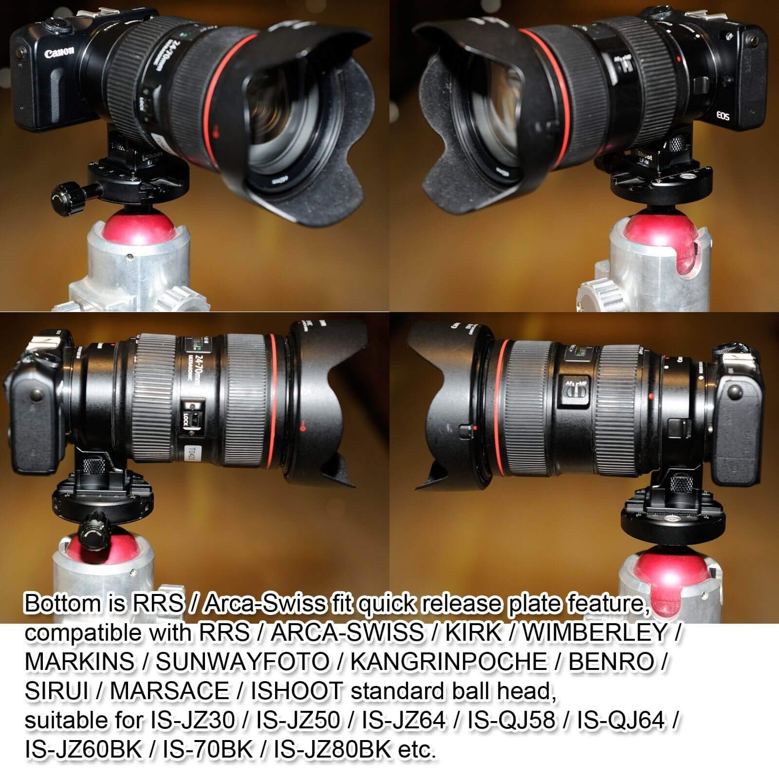 Ishoot Tripod Mount Ring Base Lens Collar Foot Replacement Stand For Canon Ef-Eos M Camera Eos-M Ef-S Lens Mount Adapter Ring, Bottom Is Quick Release Plate Compatible With Arca-Swiss Fit Ball Head