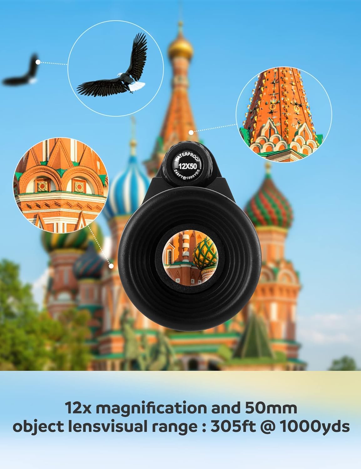 Bszykzdxi 12X50 High-Power Monocular Telescope With Smartphone Tripod, Portable Bag - Ideal For Bird Watching, Hunting, Hiking, Camping - Large Vision With Bak4 Prism And Fmc Lens Technology