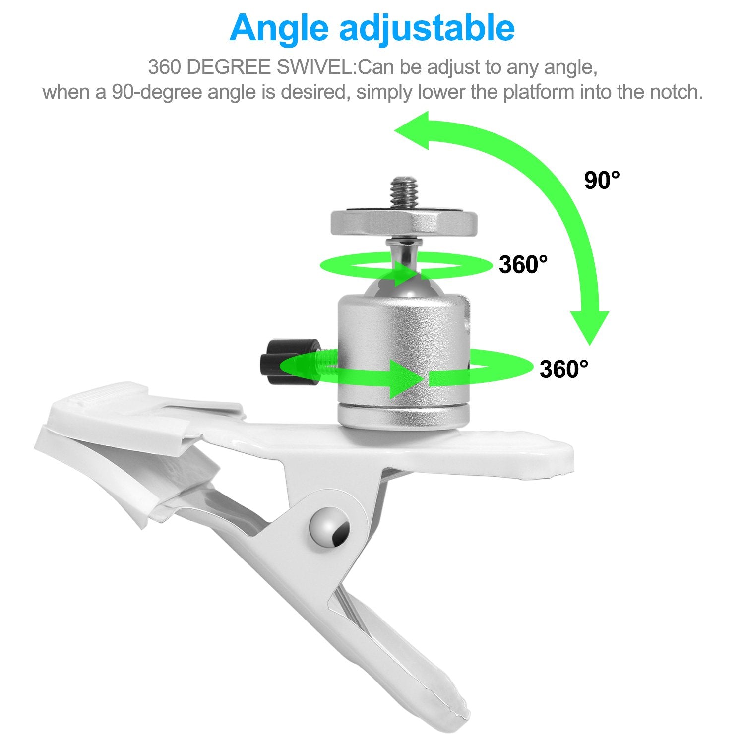 Meneea Metal Mount-Desk Rotating Clip Clamp Holder Stand With 1/4" Screw Ball Head For Wyze Cam V3/Pro,For Wyze Cam Pan/V3,For Oculus Sensor,For Htc Vive Base Station,For Arlo And Other Home Security Camera