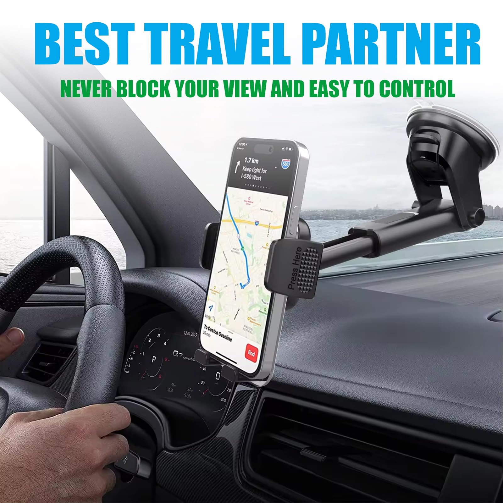 Yozat Car Phone Holder For Dashboard, Windshield, Air Vent - Universal Mount, Heavy Duty, Compatible With All Smartphones