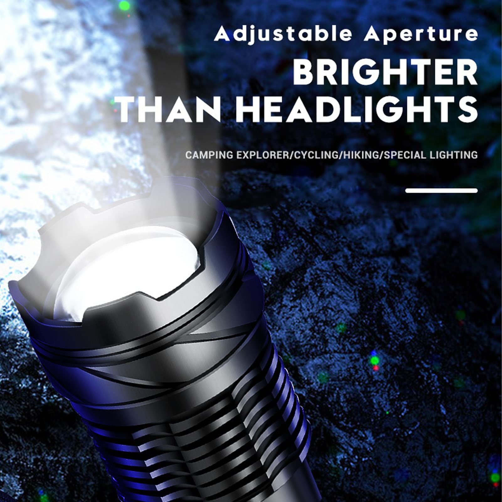 Topyond Led Flashlight With Cob Work Light,Usb Rechargeable,Ipx4 Waterproof,5 Modes,Readable Capacity For Camping,Emergency