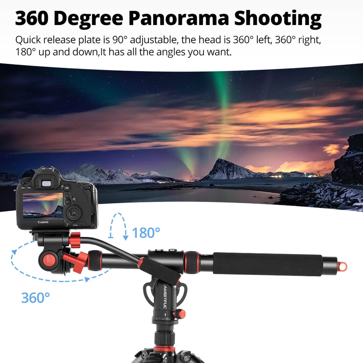 Ambitful Heavy Duty Aluminum Tripod Boom Arm - Retractable Horizontal Column With Sandbag, 360° Rotatable Overhead Photography Arm For Dslr/Video/Camera, 22Lbs Load Capacity,Tripod Not Included