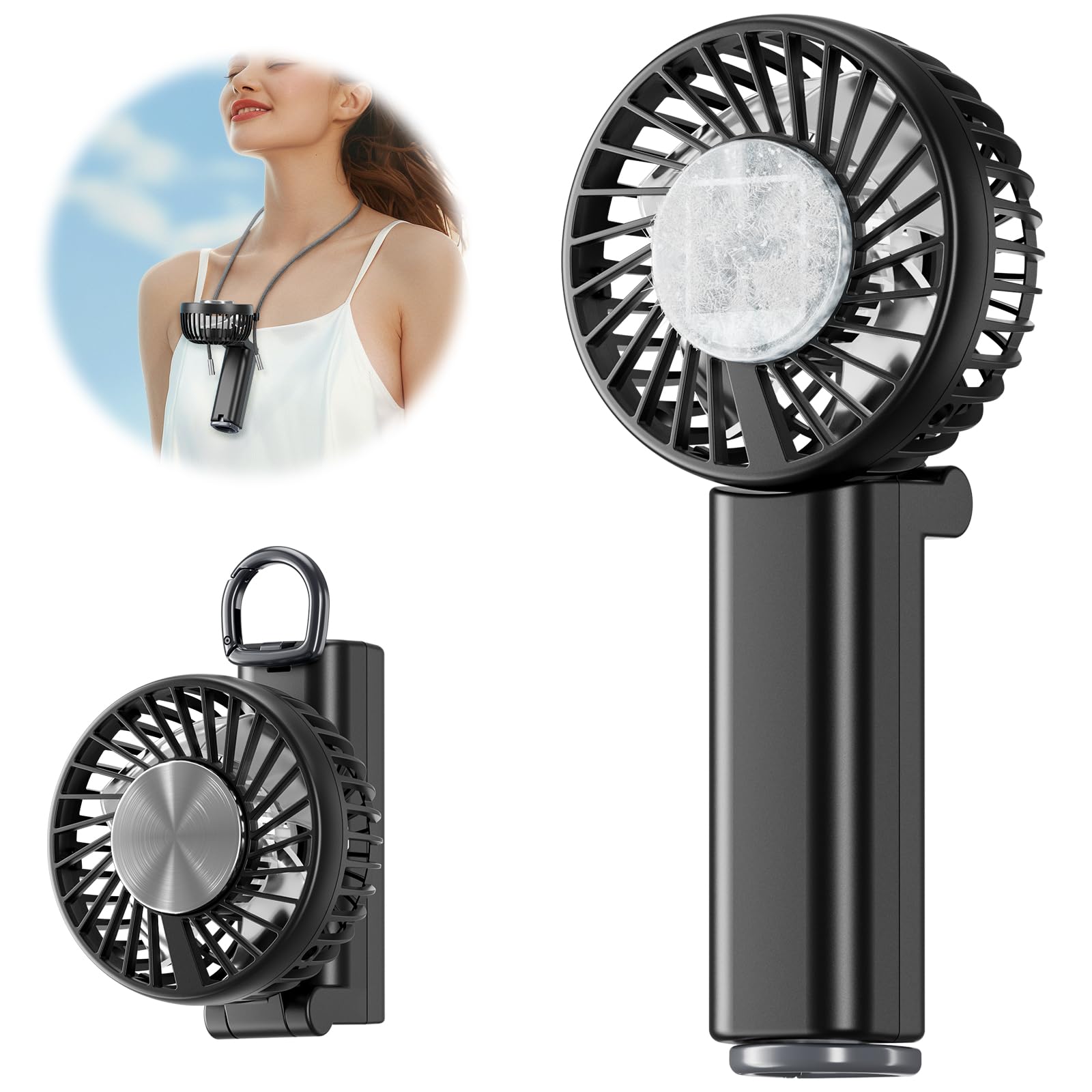 Handfan 5000Mah Handheld Cooling Fan, Mini Portable Ac Fan Rechargeable, Pocket Ice Fan, Foldable - Koospark