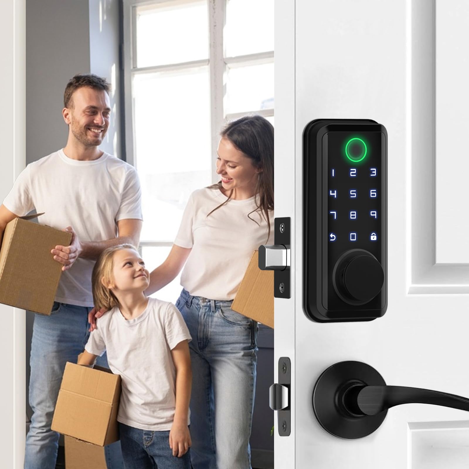 Eseesmart Smart Door Lock Deadbolt With Keypad - Keyless Entry Door Lock - Smart Locks For Front Door - Fingerprint Electronic Digital Auto Lock With App Control - Easy Install