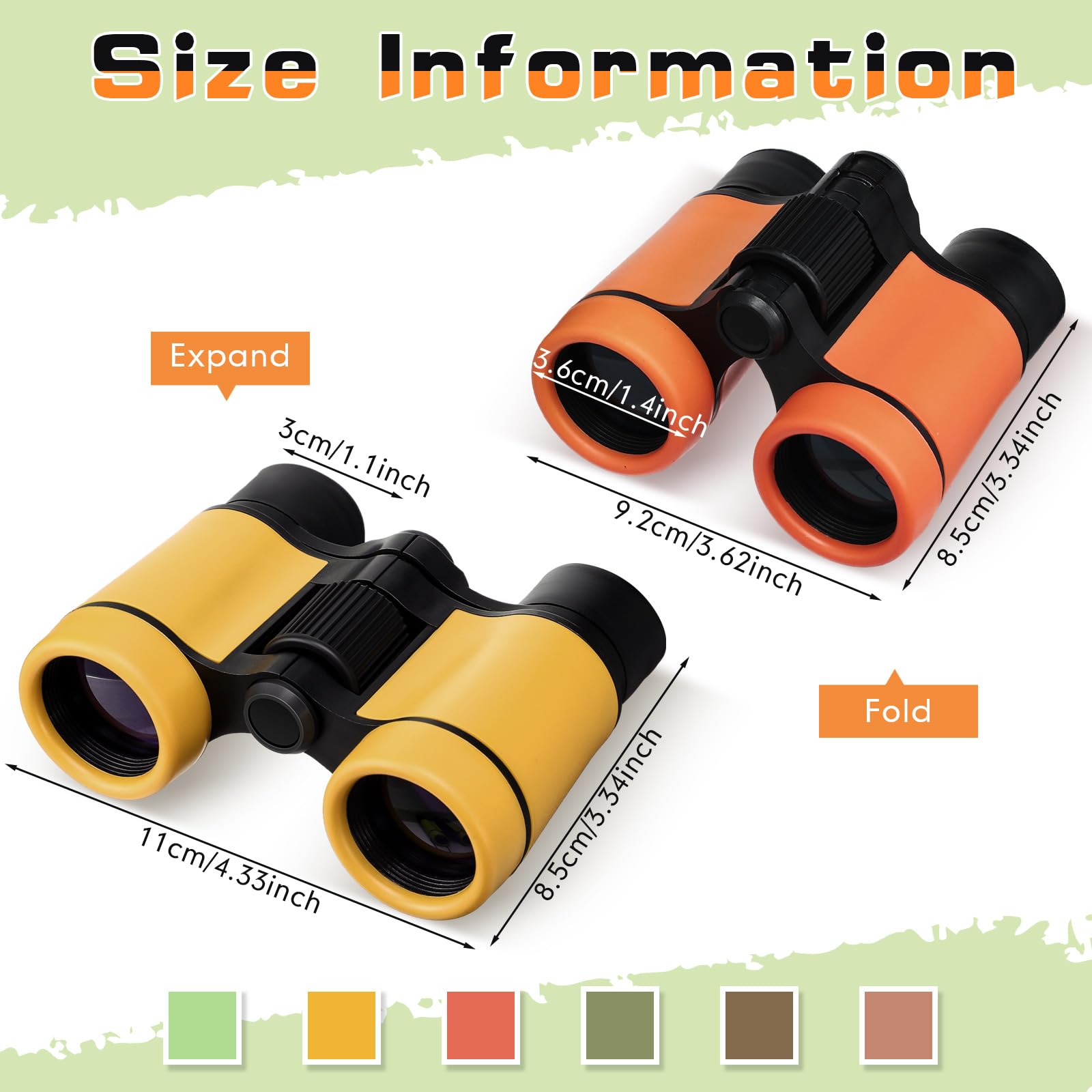 Foilswirl 12 Pack Kid Binoculars Shockproof Mini Compact Binoculars Toys For Girls Boys Small Folding Telescope For Bird Watching Educational Learning Camping Birthday