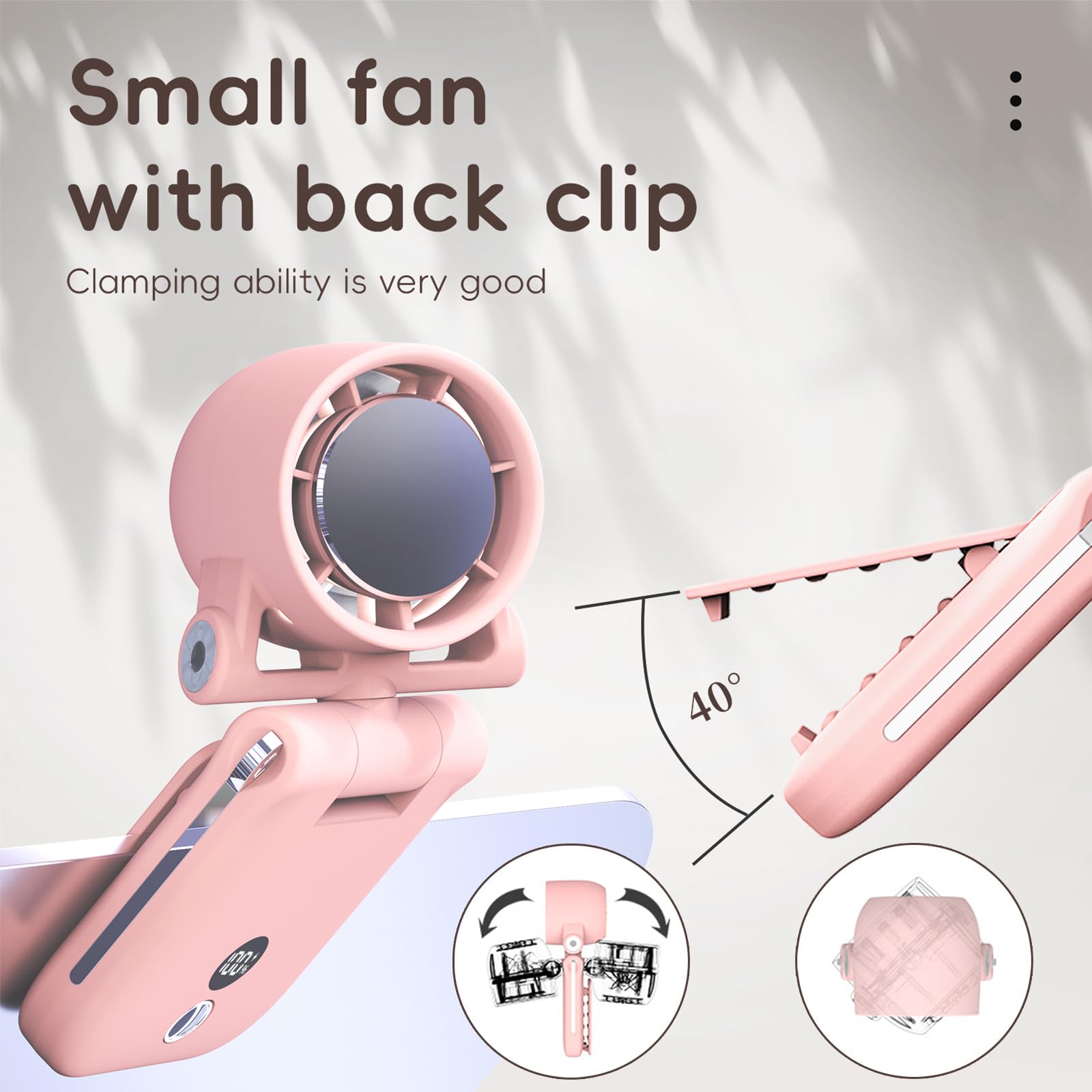 Portable Handheld Fan, Ultra High Rpm Clip-On Turbo Fan Rechargeable Personal Fan With Led Display