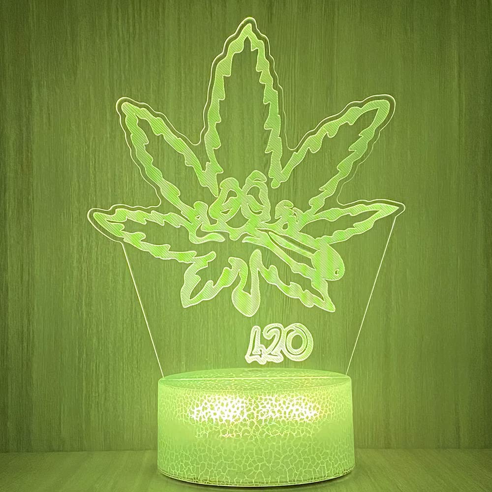 Yooce 420 Leaf 3D Led Table Lamp Night Light Optical Visual Illusion Home Decor Lighting