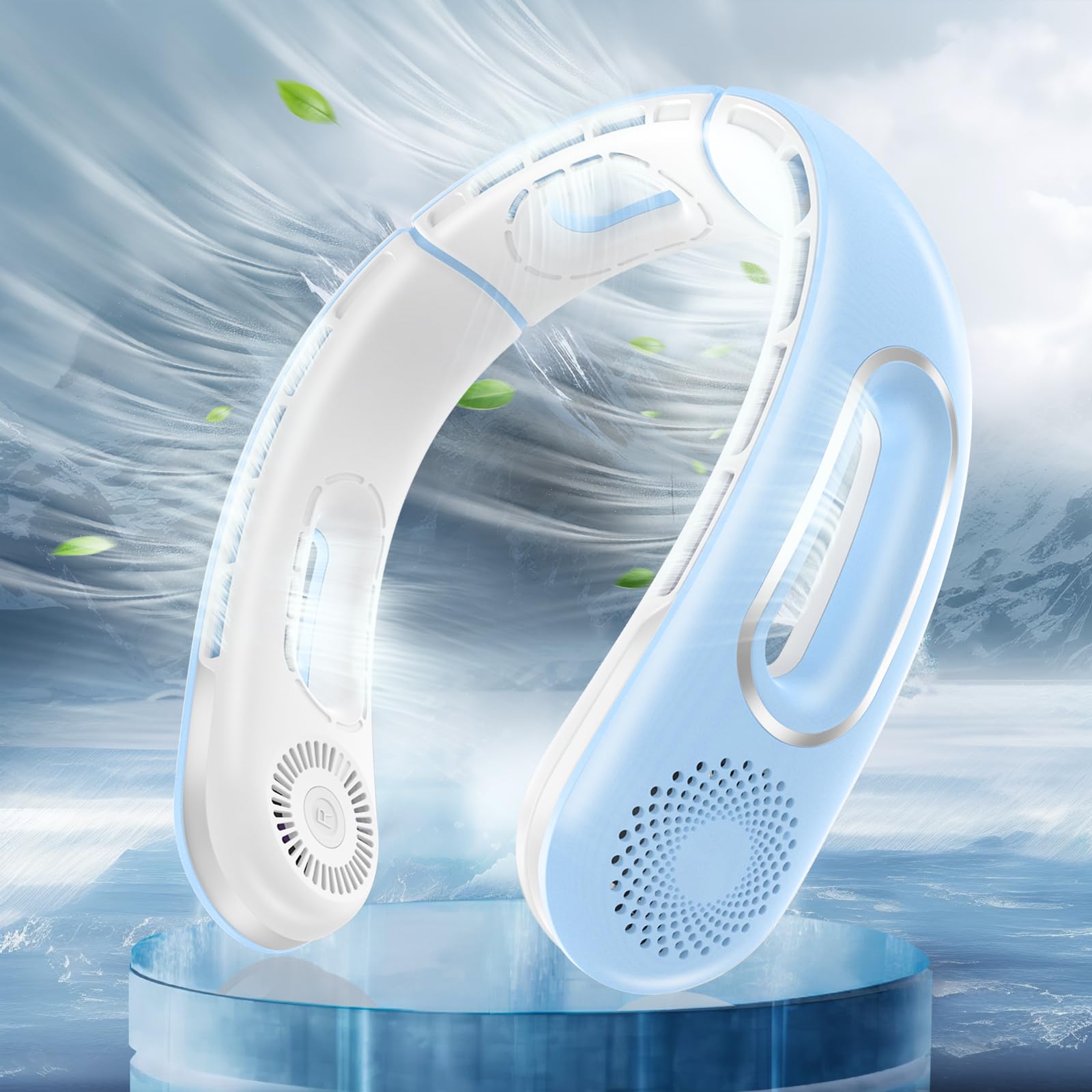 Neck Fan, Hands Free Bladeless Neck Fans Portable Rechargeable, 360° Cooling Neck Fan, 4 Speeds - Koospark
