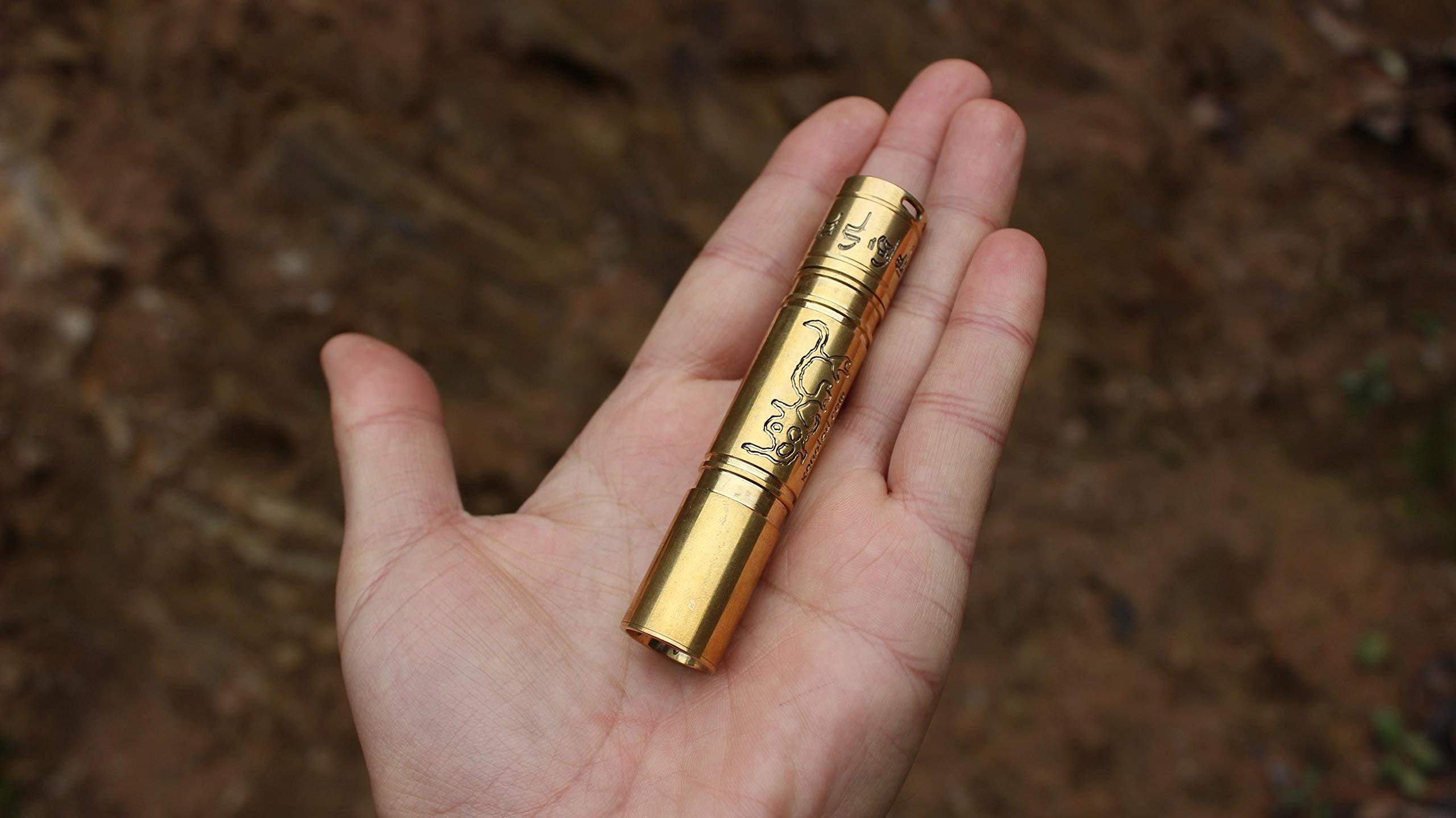 Xeno Special Brass Version Handheld Led Flashlight Es1 Cu With Detachable Clip, 6 Modes, Aa1 Battery,Waterproof