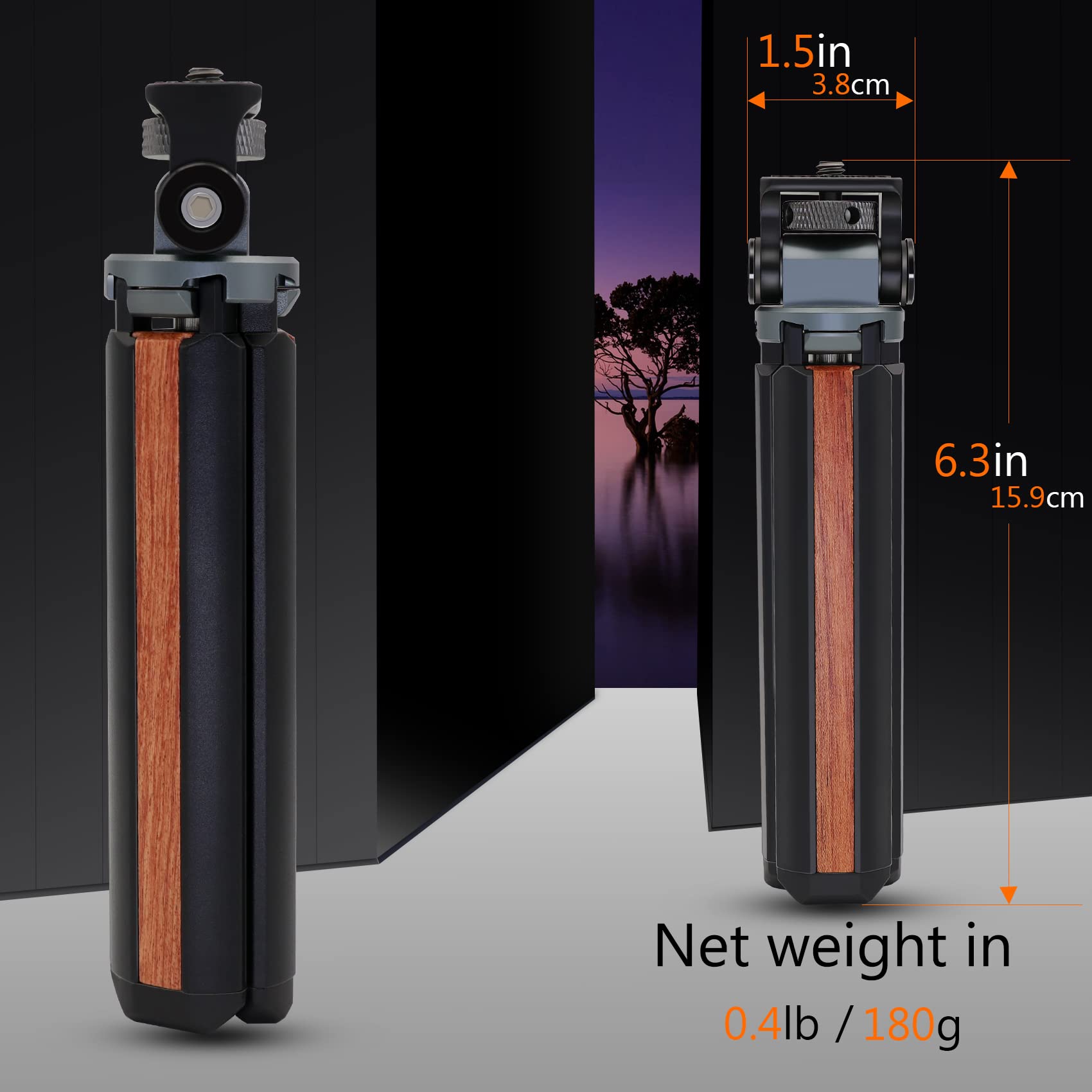 Poyinco Mini Tabletop Tripod Portable Iphone Tripod 1/4""-20 Mounting Screw And Folding Feet, Damping Fine Adjustment 150°，Fits For Selfie Stick, Camera Perfect For Photography Vlogging And Youtube.